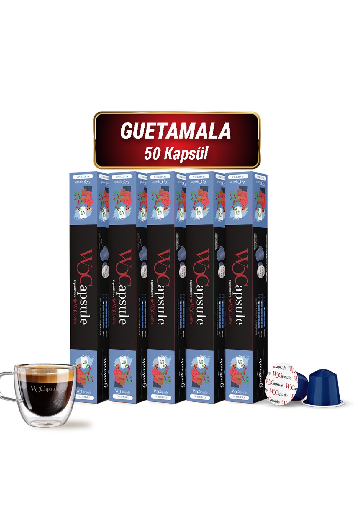 WOC COFFEE WOCapsule Guatemala Nespresso Uyumlu Kapsül Kahve 50'li Avantaj Paketi