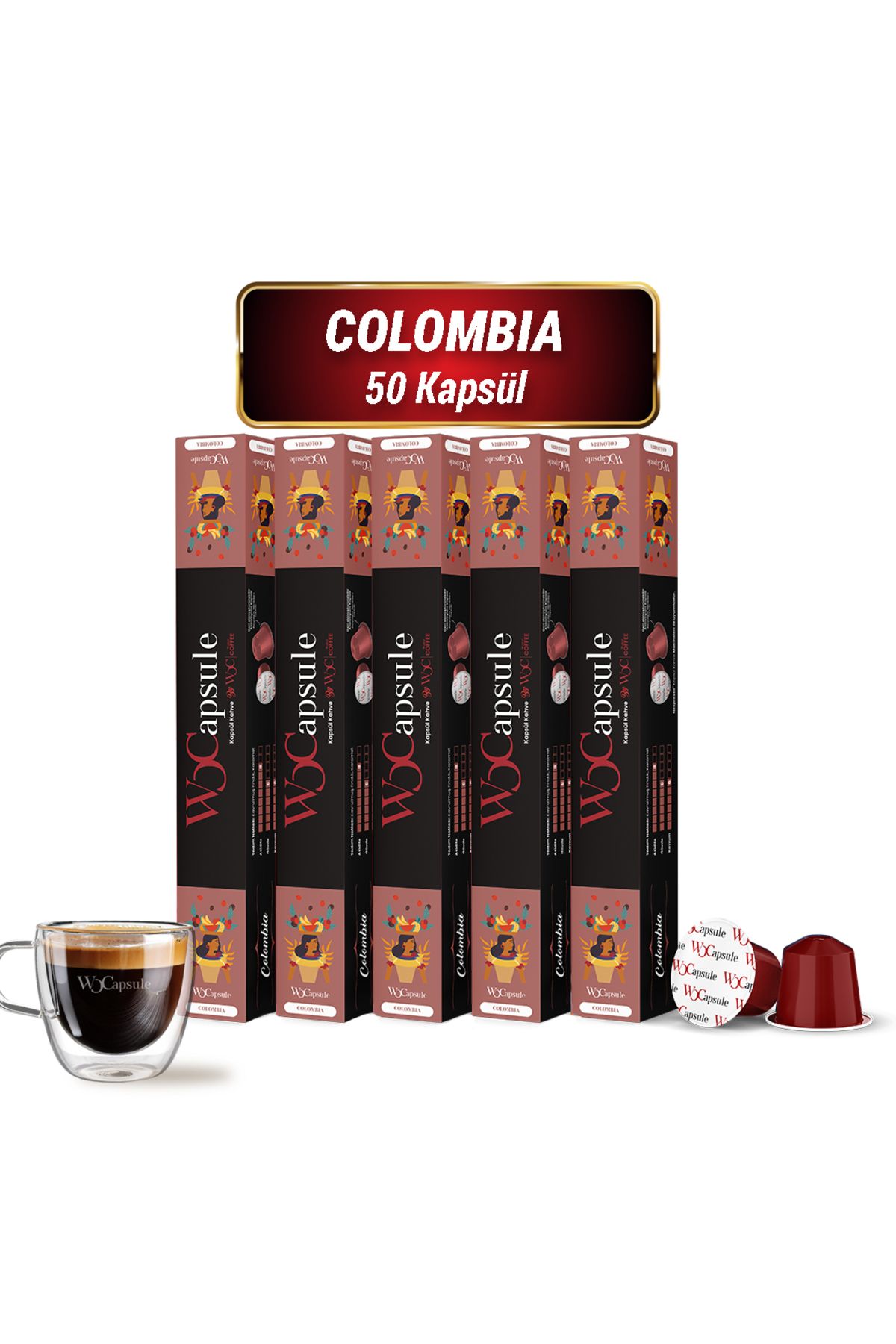 WOC COFFEE WOCapsule Colombia Nespresso Uyumlu Kapsül Kahve 50'li Avantaj Paketi