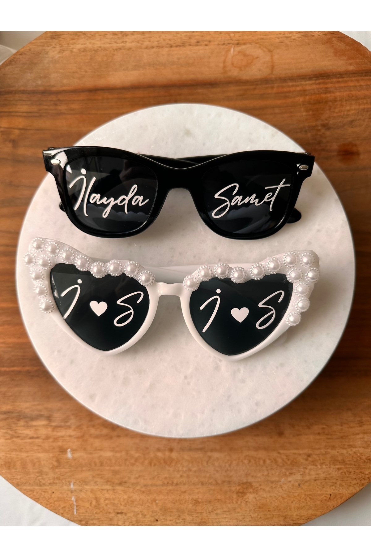 MagnetTasarimAtolyesi İncili İsimli Gelin Damat Gözlüğü Bride Gözlük