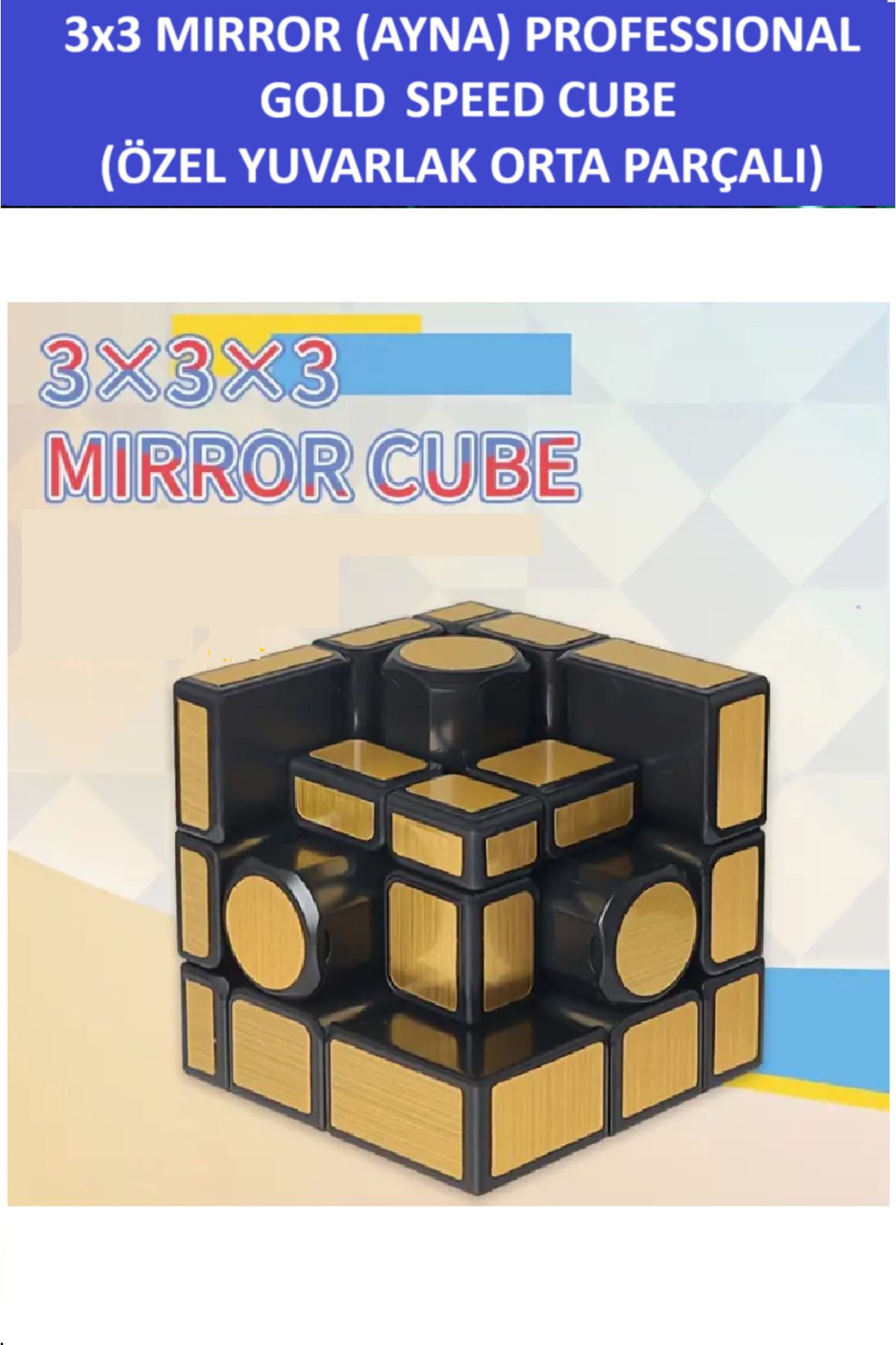ZETCONCEPT-Professional Speed Cubing - 3X3 Golden Mirror Round Piece Mirror Cube 3