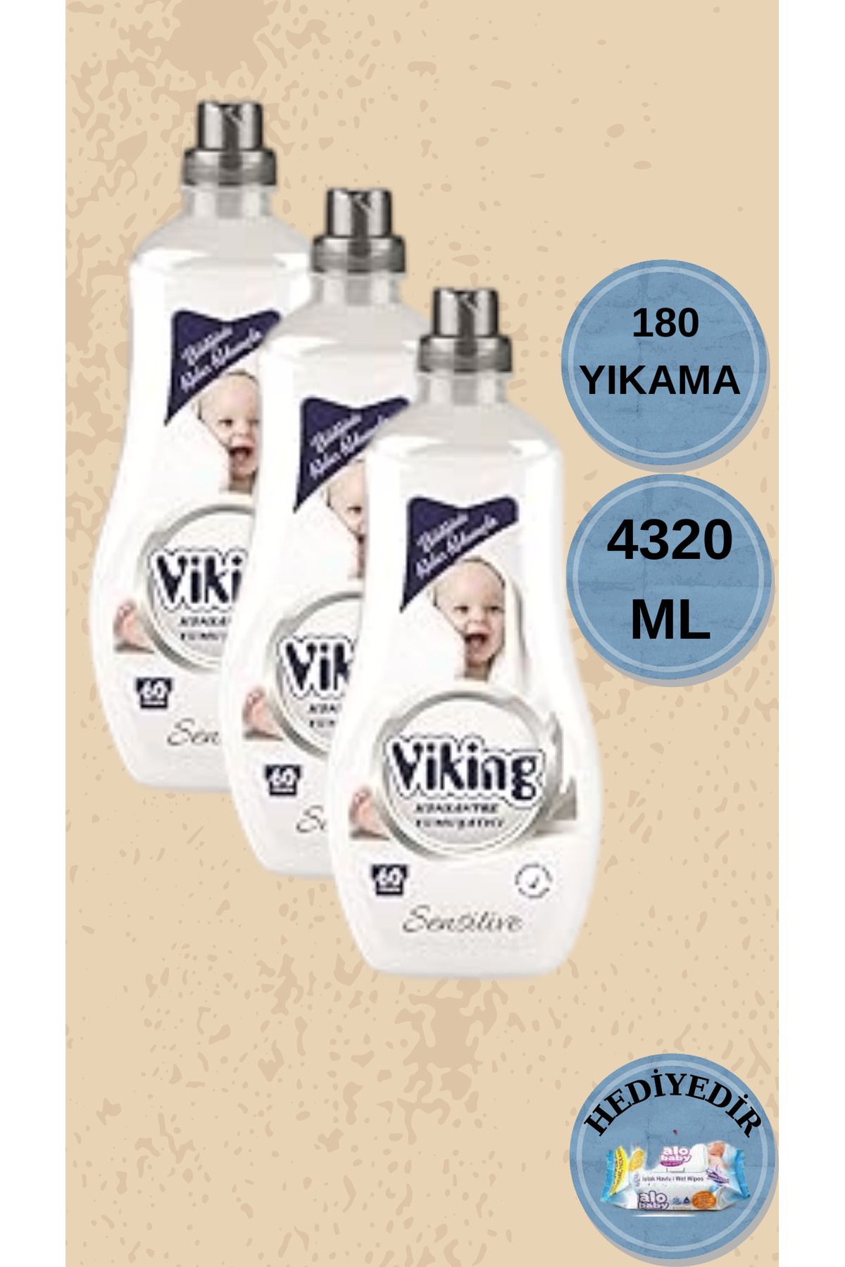 Viking Konsantre Çamaşır Yumuşatıcısı Sensitive 3 Adet (4320 Ml)