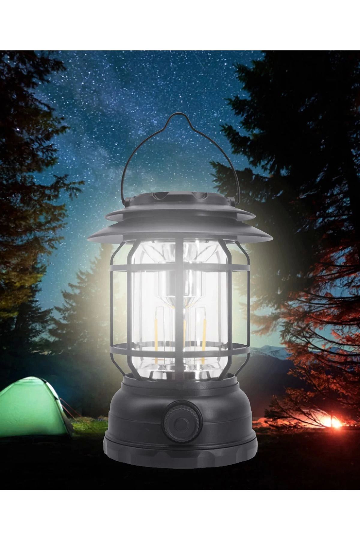 Easy Tedarik Usb Şarjlı Led Kamp Lambası - Bluetooth Müzik Çalar, El Feneri Ve Cep Telefonu Şarj Cihazı