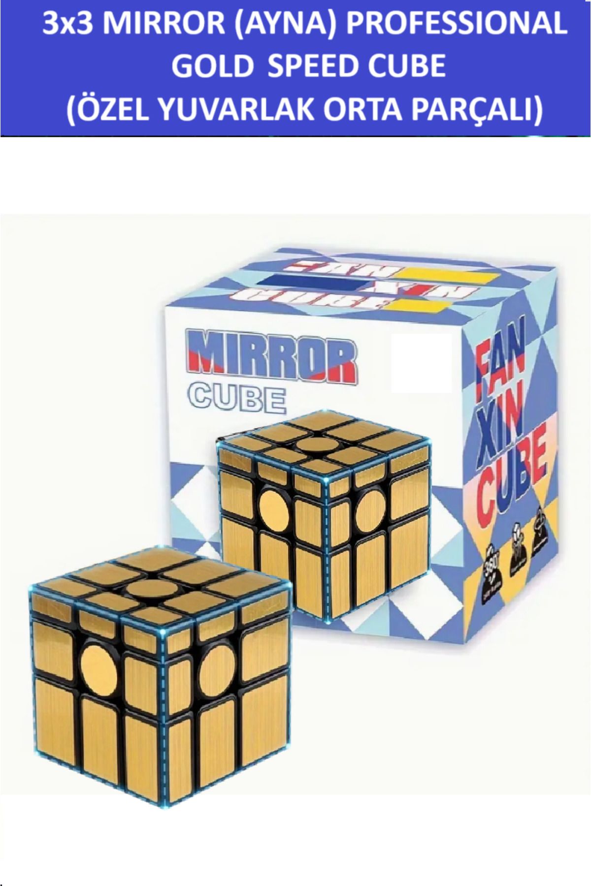 ZETCONCEPT-Professional Speed Cubing - 3X3 Golden Mirror Round Piece Mirror Cube 2