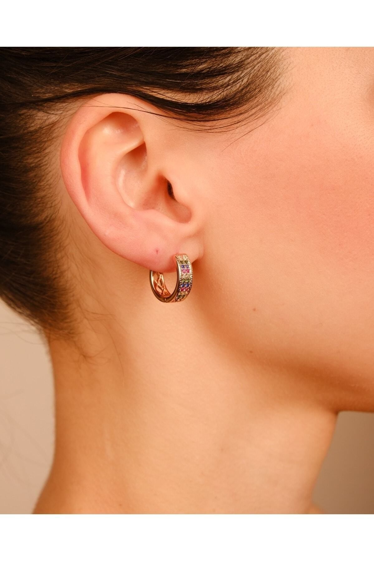 Lekka Design-Women's Non-Tarnish Steel Jewelry Luxury Colorful Zircon Stone Hoop Earrings 5