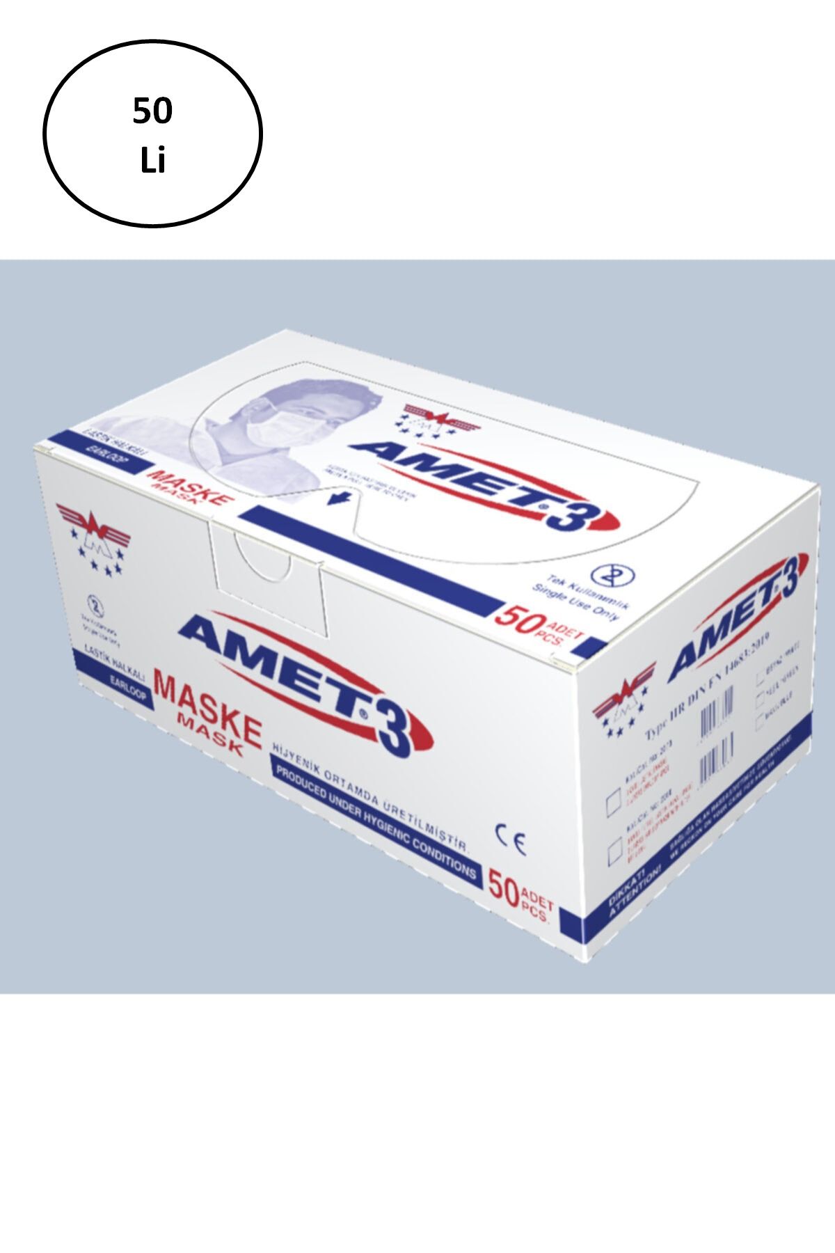 Easy Tedarik Amet Maske 3 Katlı Telli 50'li