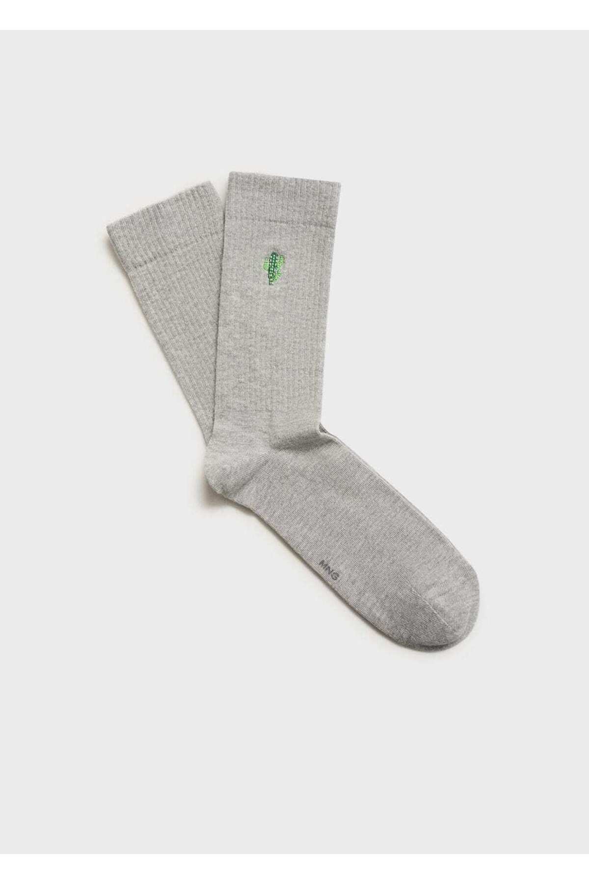 İşlemeli pamuklu çorap