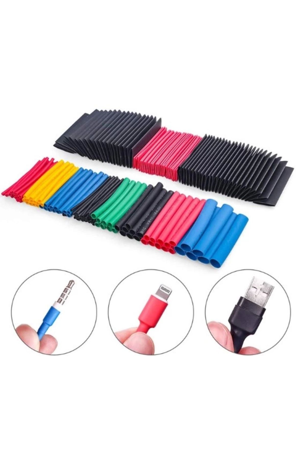 Easy Tedarik Pratik 560 Parça Set Isıyla Daralan Makaron Kablo Koruyucu Kılıf