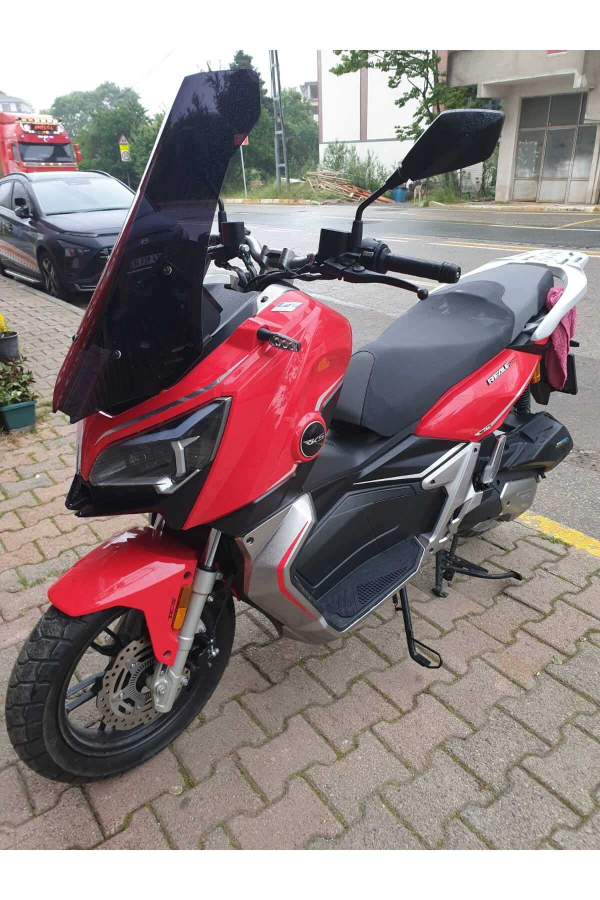 RKS Reale 125 Siperlik Ön Cam 2023-2025 Model 65cm Siyah Renkli 4mm ORTA BOYLU CAM