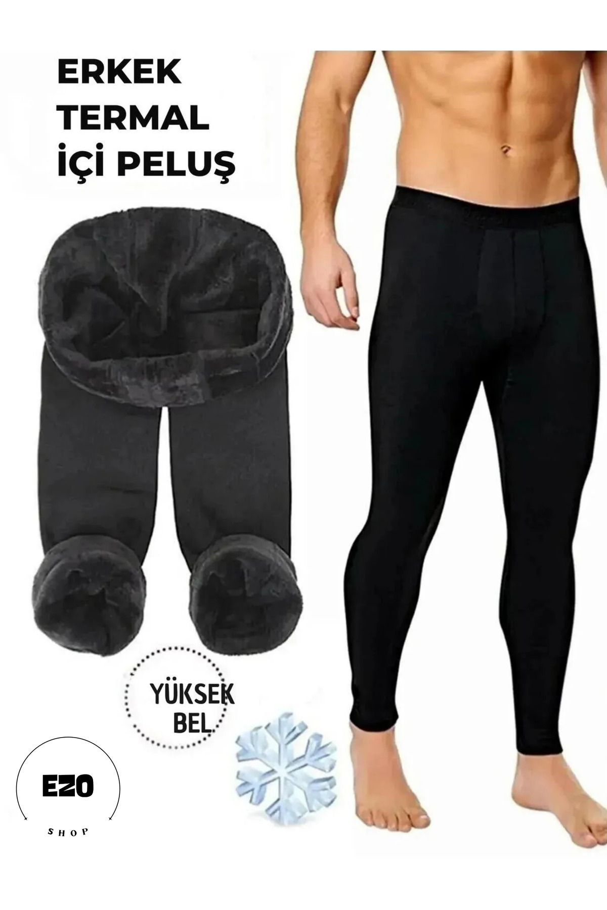 EZOSHOP Erkek Termal İçlik Peluş Tayt Kışlık Giyim Polar Peluşlu Tayt