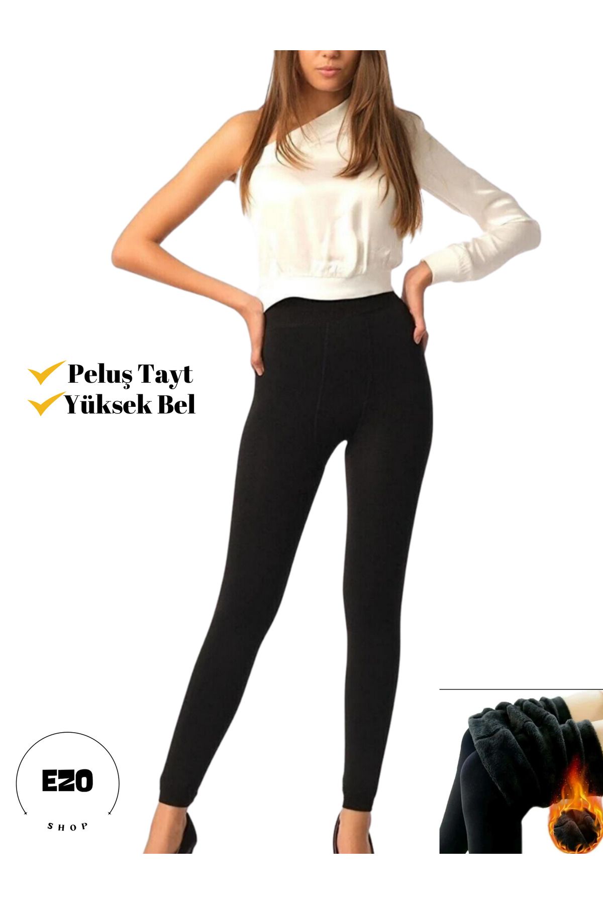 EZOSHOP Γυναικείο Θερμικό Κολάν Βελούδινο Χειμερινό Φλις Κολάν Συσπειρωτικό Εσώρουχο für Adult Γυναίκα - S