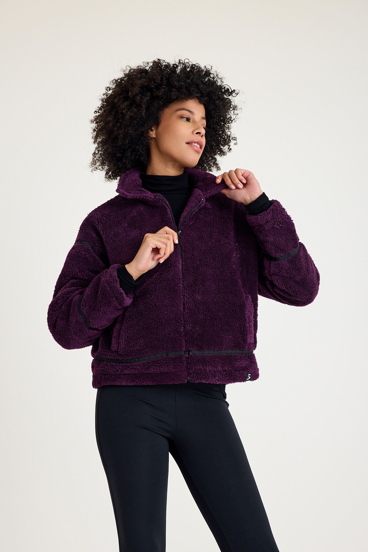 Scorp-Shine Casual - Palton mov de pluș pentru femei 4