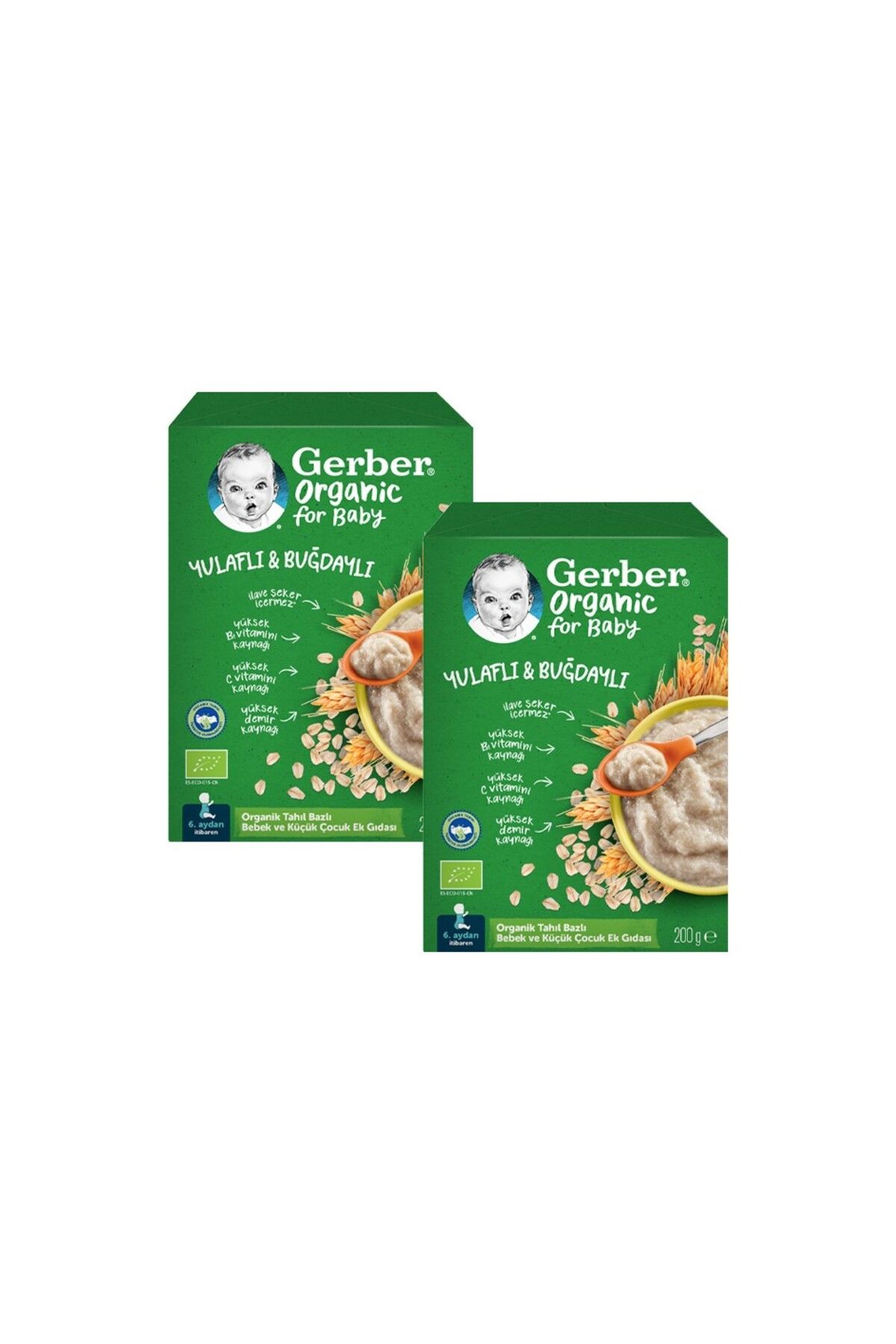 GERBER Organik Yulaflı Buğdaylı Kaşık Maması 200G x 2 Adet