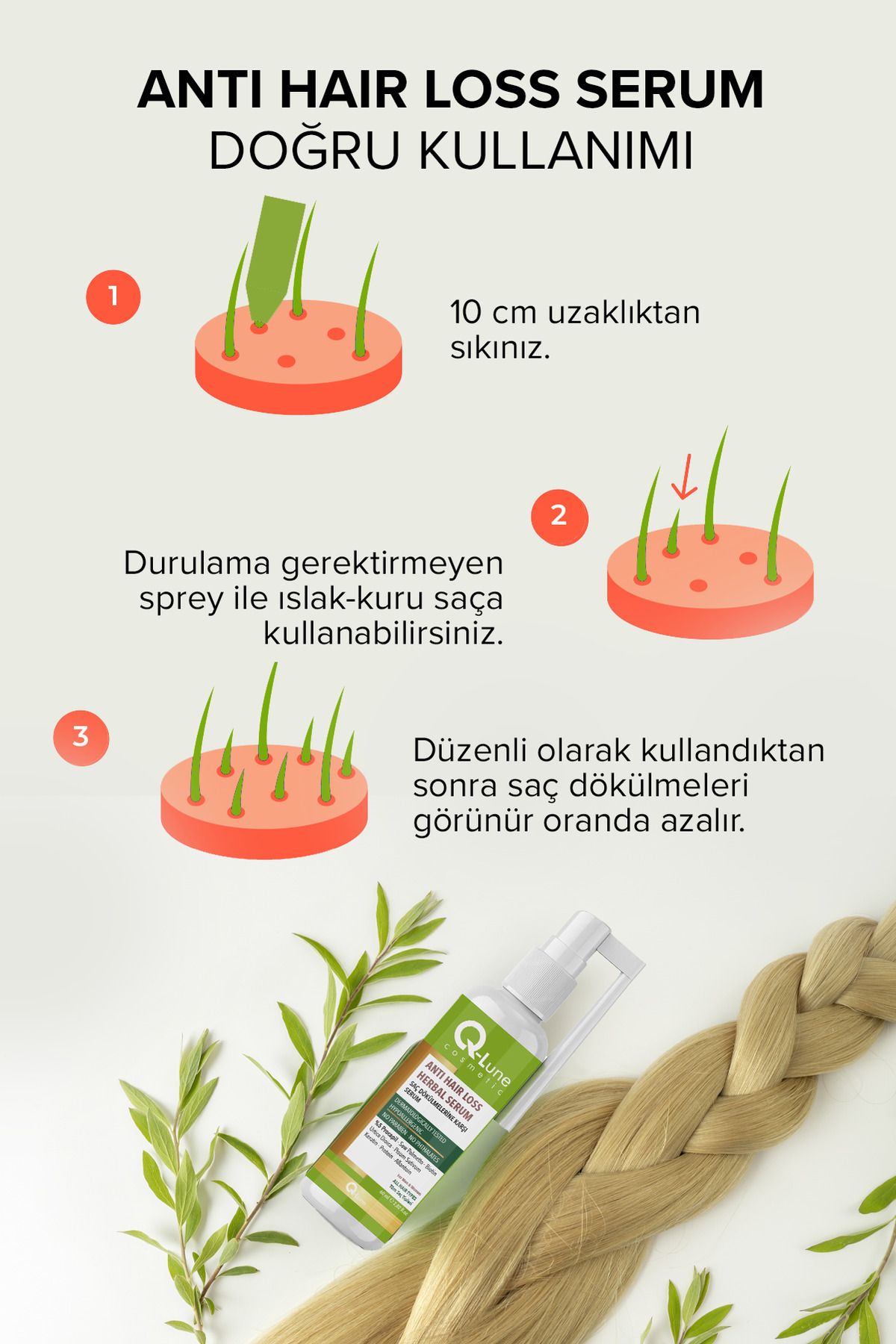 Q Lune Saç Dökülme Karşıtı Etkili Formül Procapil (%5) Serum/sprey 60ml (ANTİ HAİR LOSS HERBAL SPRAY/SERUM)-6