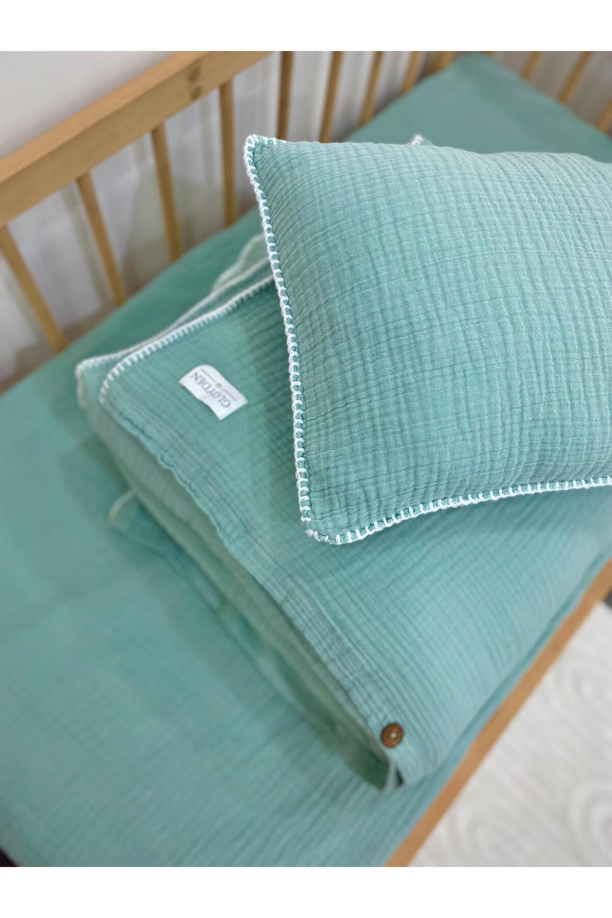 GLOYDEN Park Yatak Bebek Müslin Nevresim Takımı Yeşil 70x110 fotoğrafı 5 (önizleme)