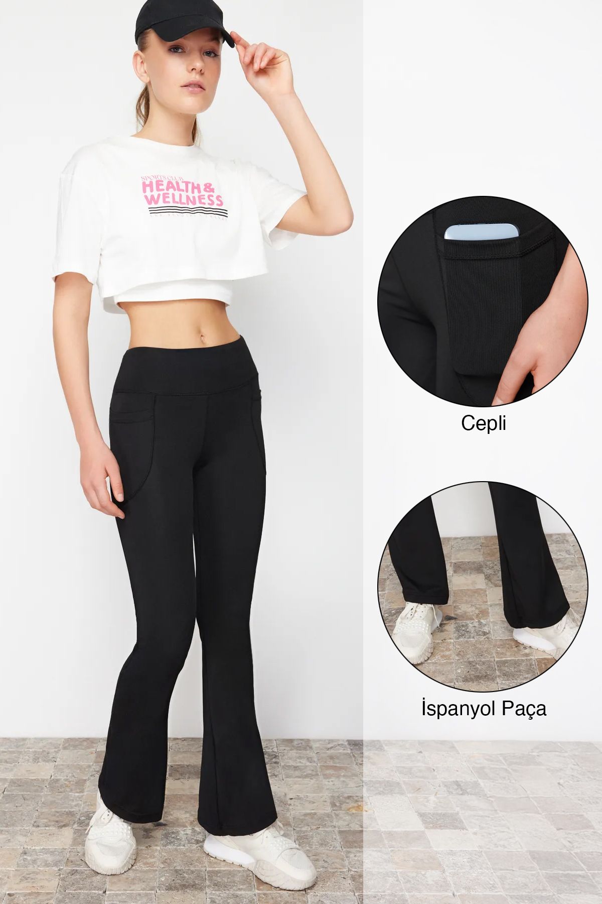 Trendyol Collection-Černá potápěčská/ponorná tkanina Uvolněný střih na španělské noze Pletené sportovní tepláky THMSS24EA00000 1