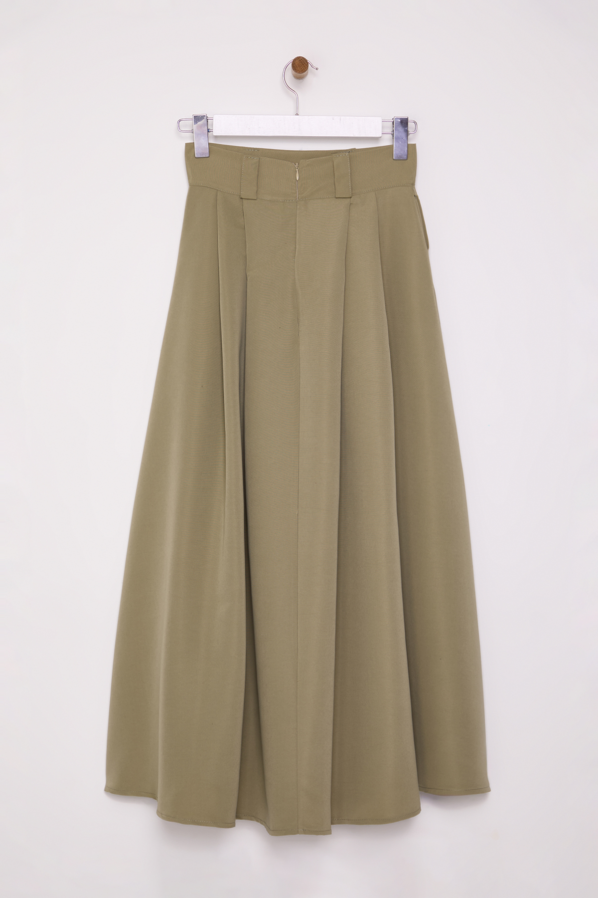 Trendyolmilla  Haki Pileli Maxi Boy Dokuma Etek TEDAW25ET00000 - Görsel 6