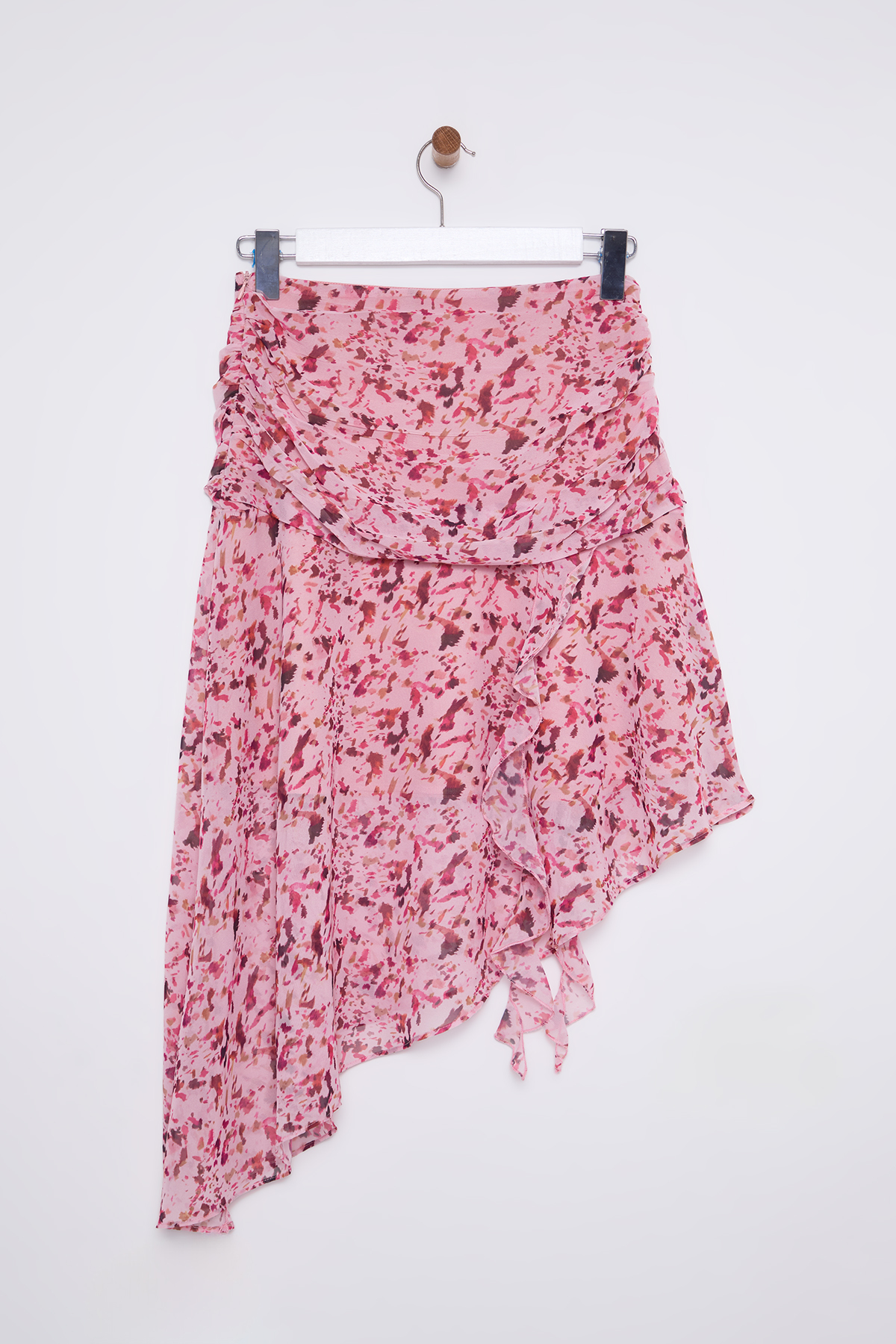 Trendyolmilla  Pembe Asimetrik Midi Boy Şifon Çiçekli Dokuma Etek TWOSS25ET00039 - Görsel 9