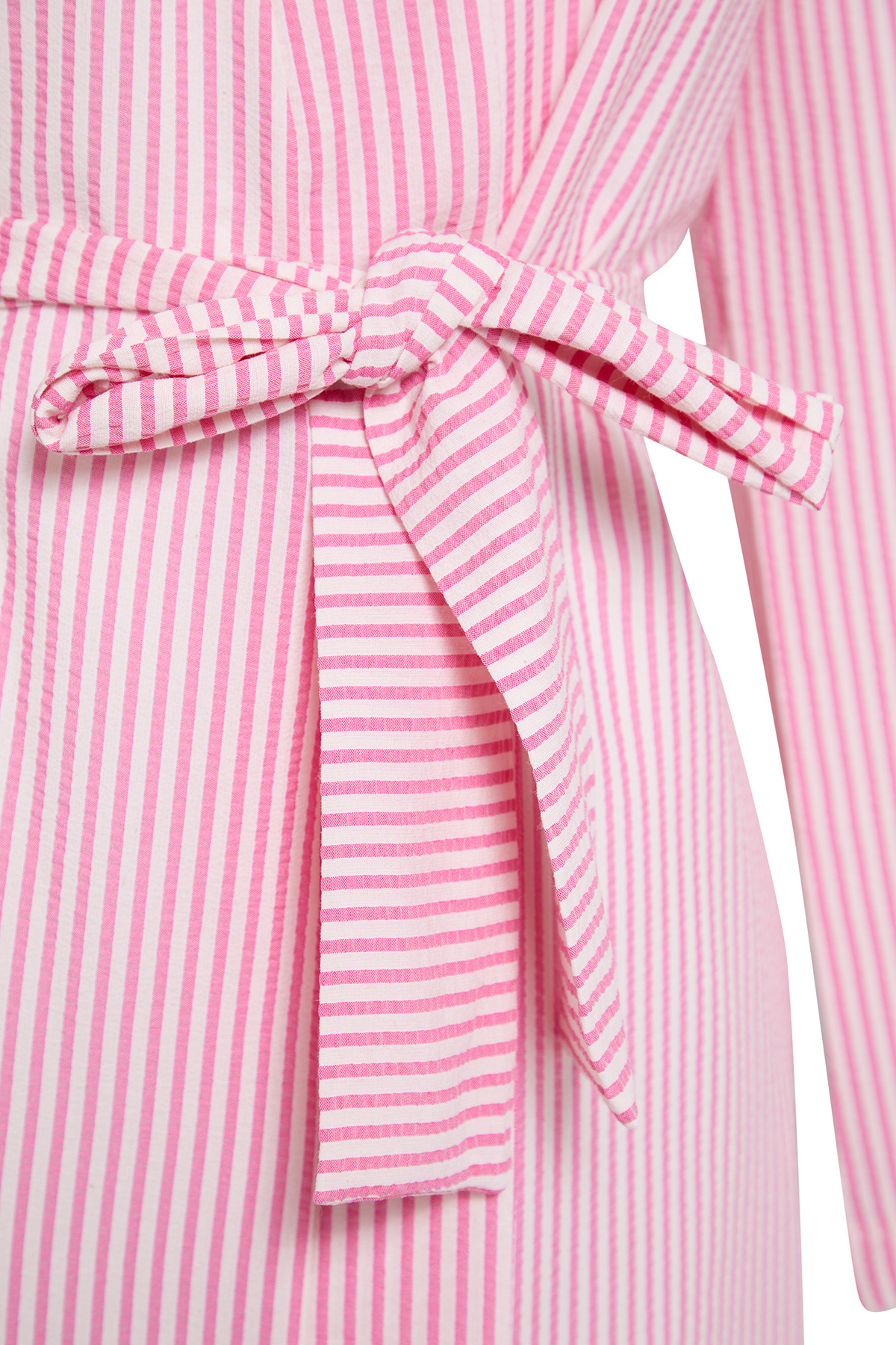 Trendyol Modest-Gewebter, mit Seersucker gestreifter, rosafarbener Kimono und Kaftan mit Gürtel – TCTSS23KK00001 7