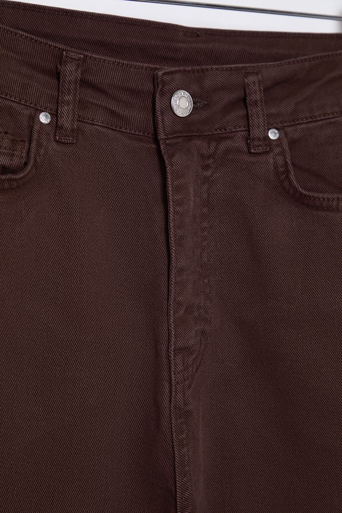 Trendyol Collection-Brązowe jeansy dzwony z wysokim stanem i koronką z oczkami po bokach Twoss25Je00013 6
