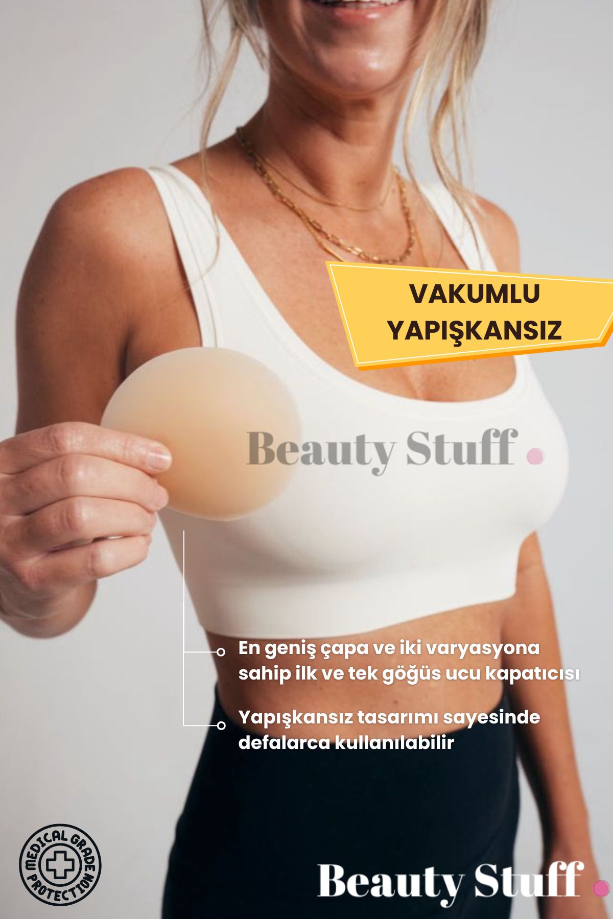 BeautyStuff Yapışkansız - Hide Em Up Göğüs Ucu Kapatıcı - Meme Ucu Gizleyici - % 100 Medikal Silikon