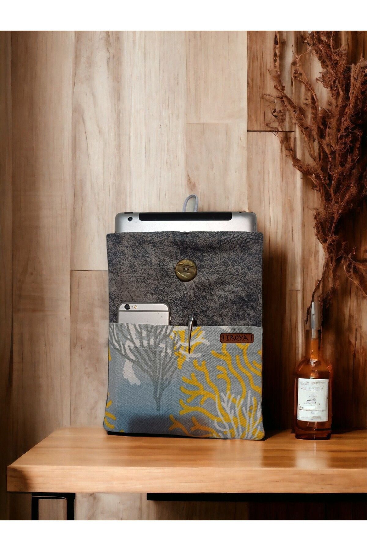 Troya Design-Book / Tablet / E-Book Reader Case - Corals / Gray Color 4