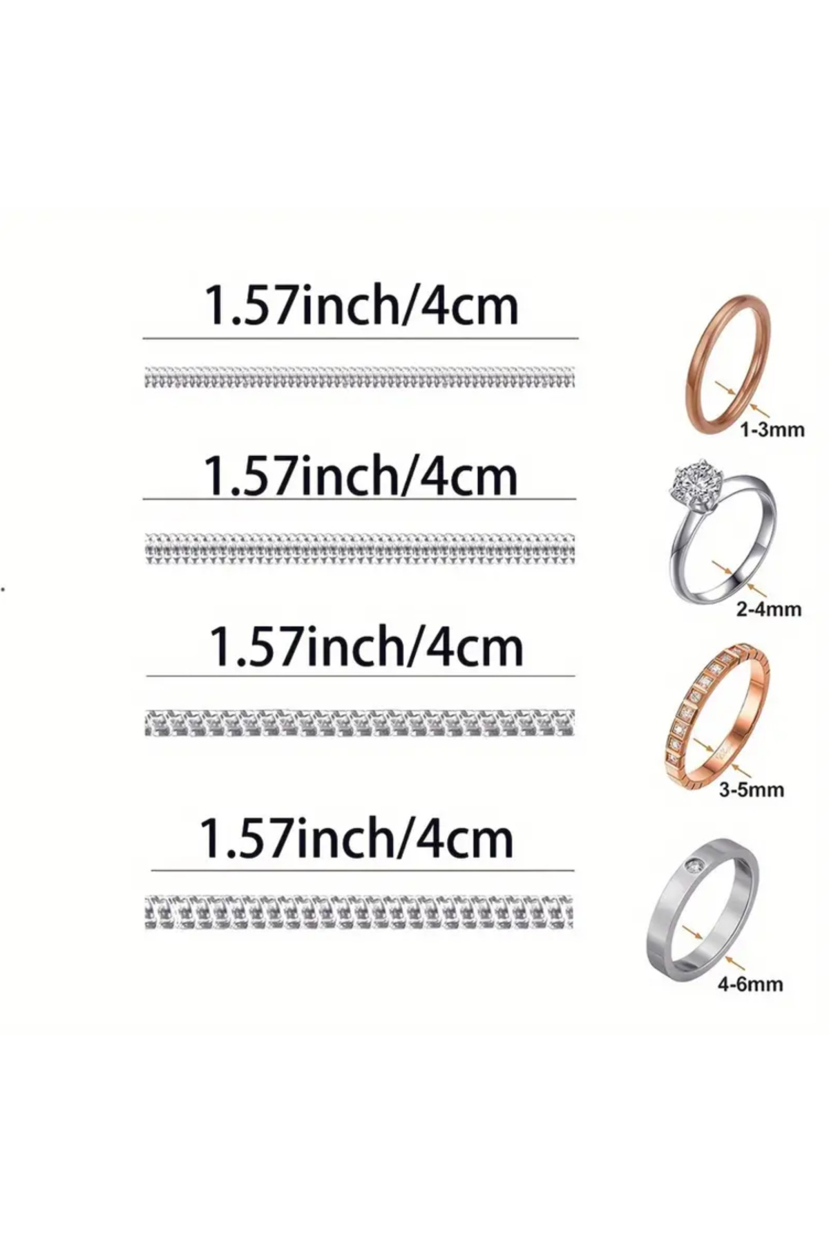 SYNOPE  4 Adet Spiral Helezon Şeffaf 4cm Kes Kullan Yüzük Küçültücü Aparat Yüzük Küçültme Aleti Aparatı - Görsel 2