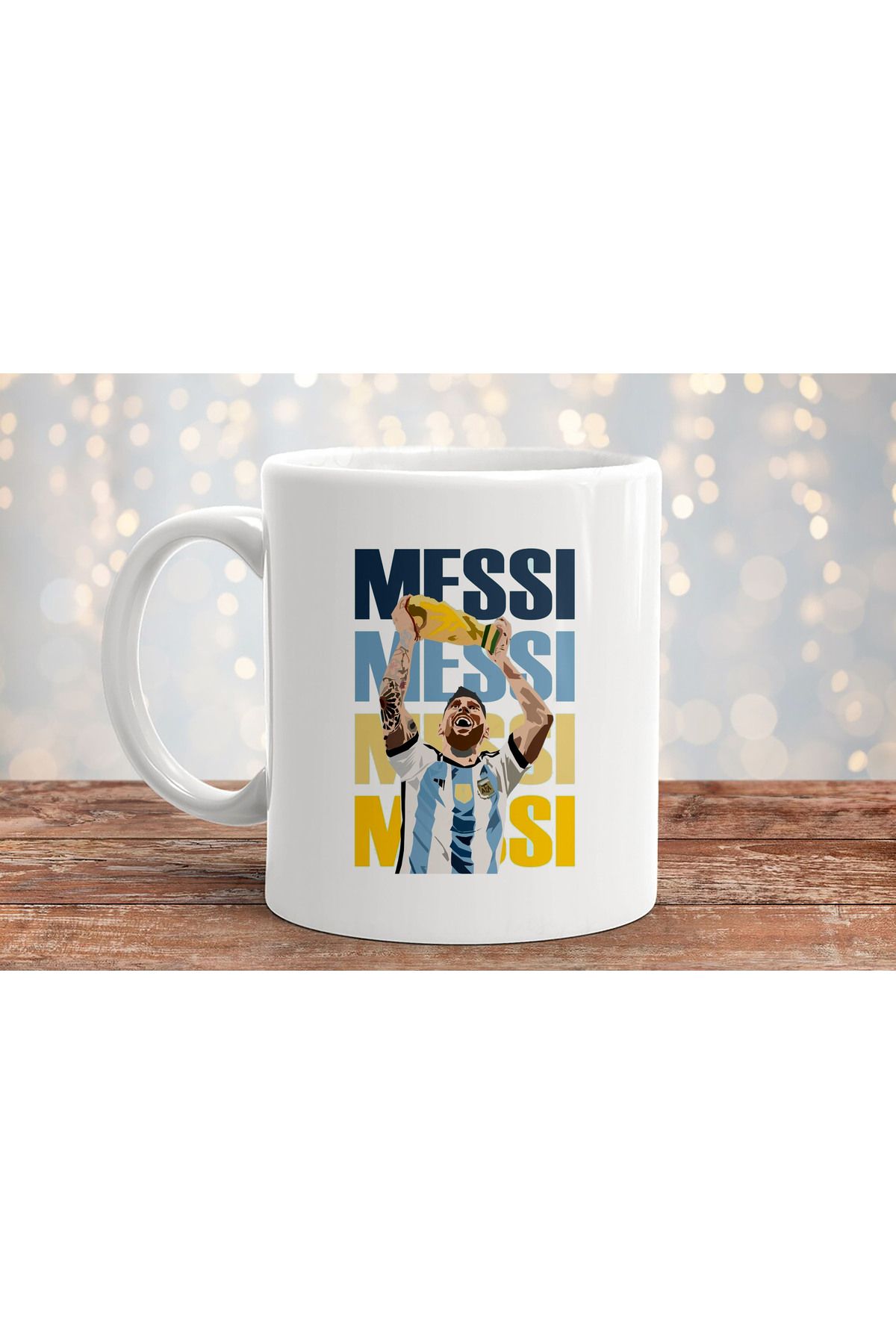 sielta Lionel Messi Baskılı Hediyelik Porselen Kupa Bardak
