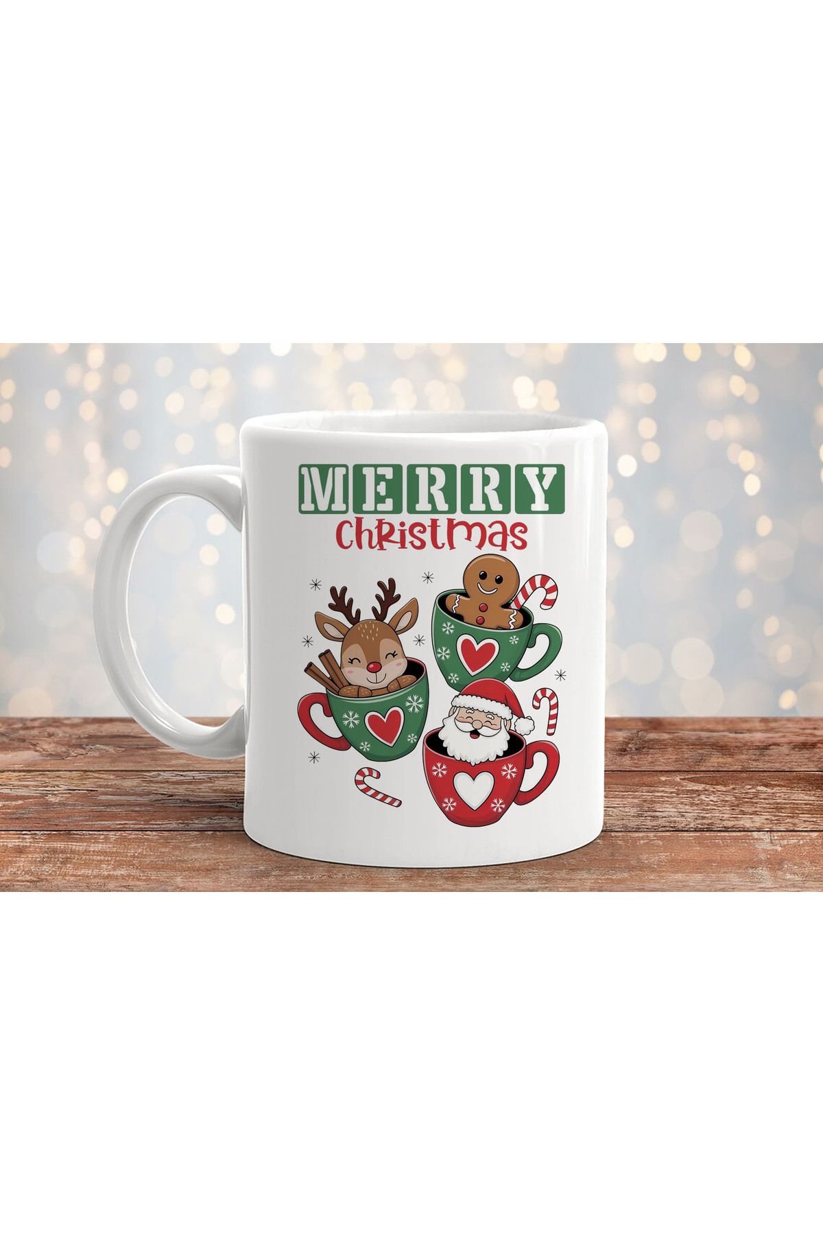 sielta Merry Christmas Noel Yılbaşı Baskılı Hediyelik Porselen Kupa Bardak