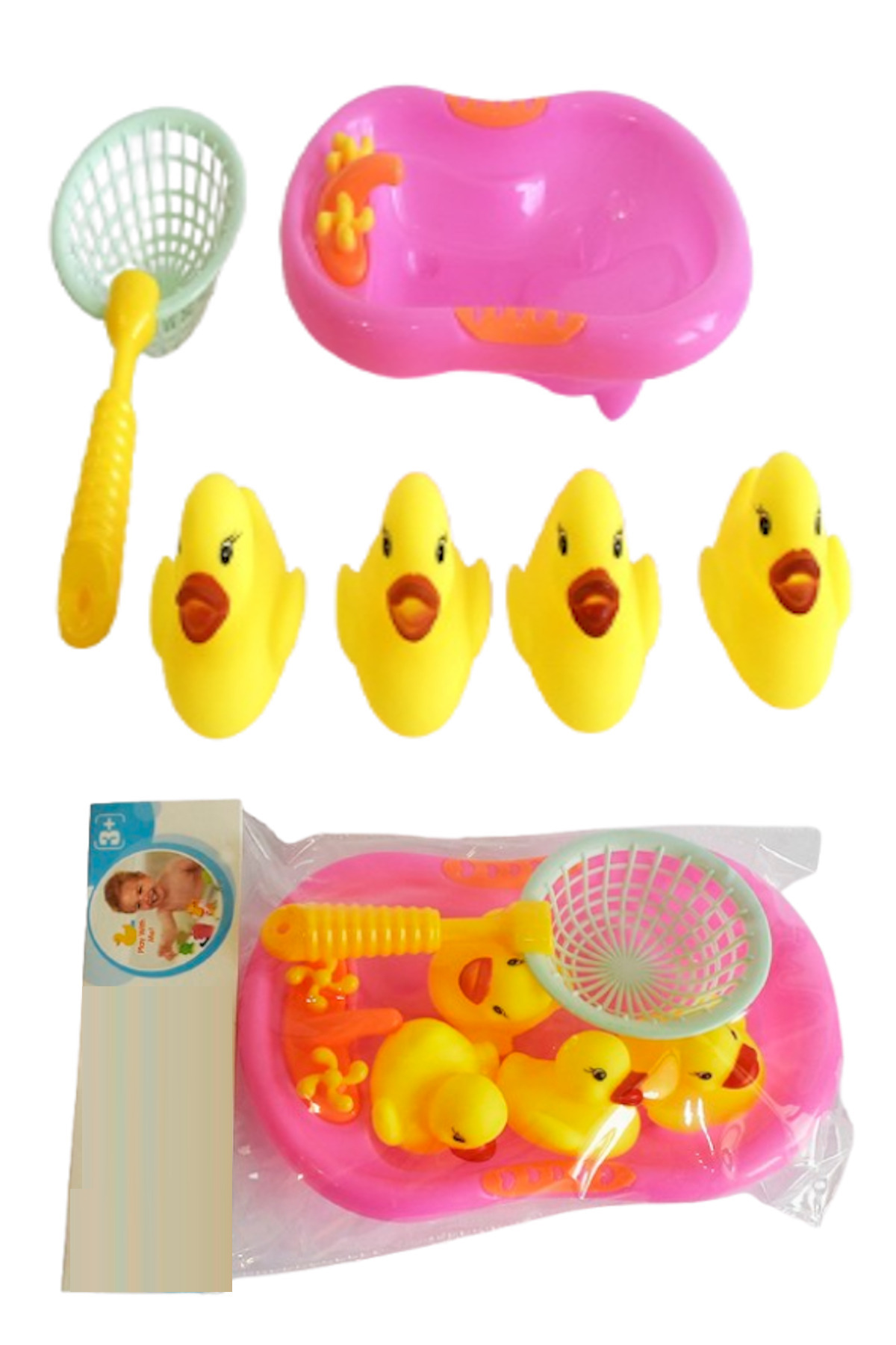 Hyd Bebeklerin Banyo Arkadaşı Küvetli Sepetli Vinil Ördek Ailesi Banyo Oyuncağı Su Oyuncakları fotoğrafı 2 (önizleme)