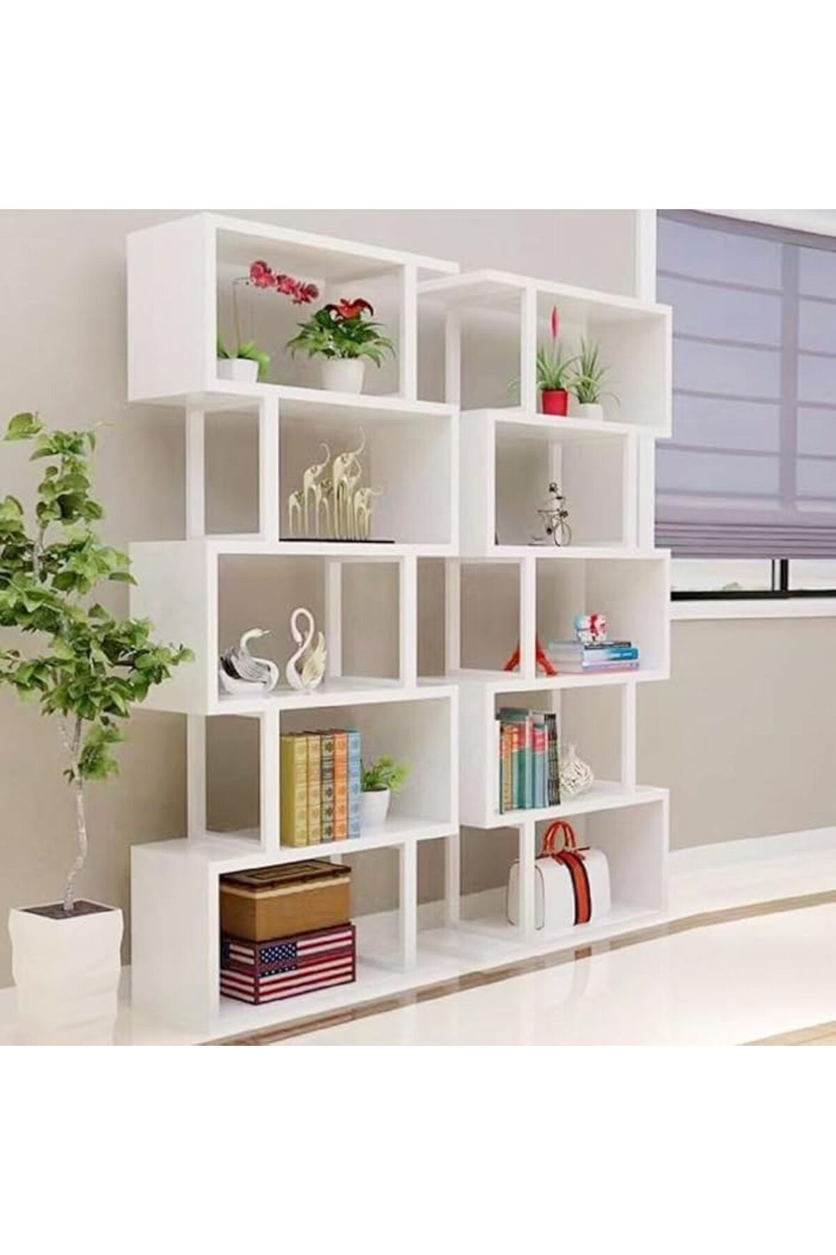 DubaiGallery-Multifunction Unique Multi Tiers Design Floor Standing Display Rack Shelves Bookshelf 60x24x180 cm 5