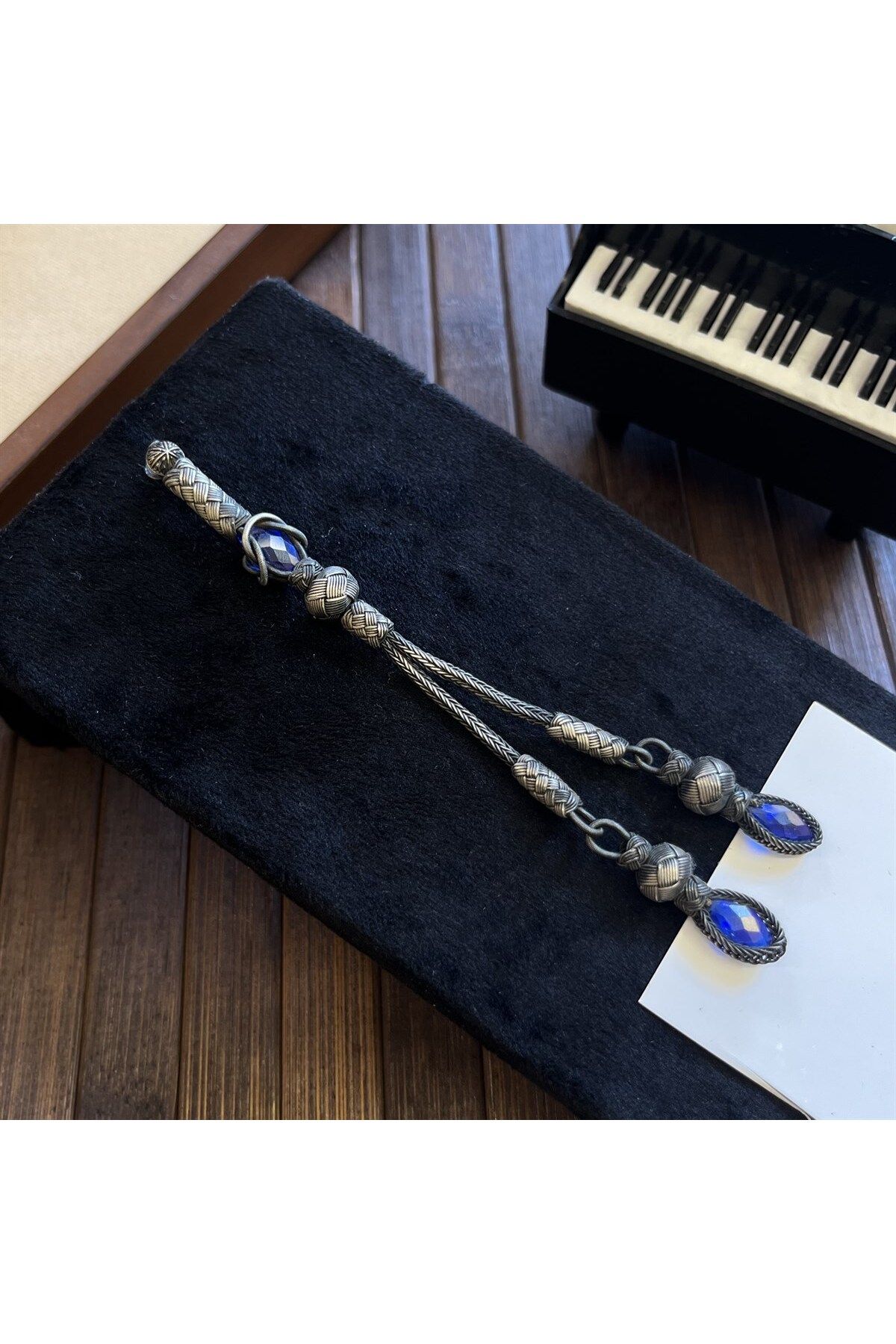 dergah tesbih-2-Piece Silver Kazaziye Knitted Whip 2