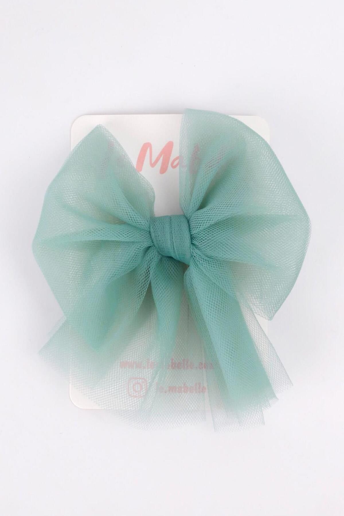 Le Mabelle-Mint Tulle Bow Girl Child Clip Buckle 2