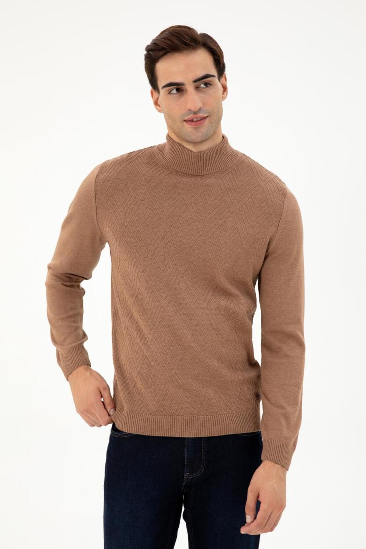 یو اس پولو ژاکت مردانه یقه بلند اسلیم فیت