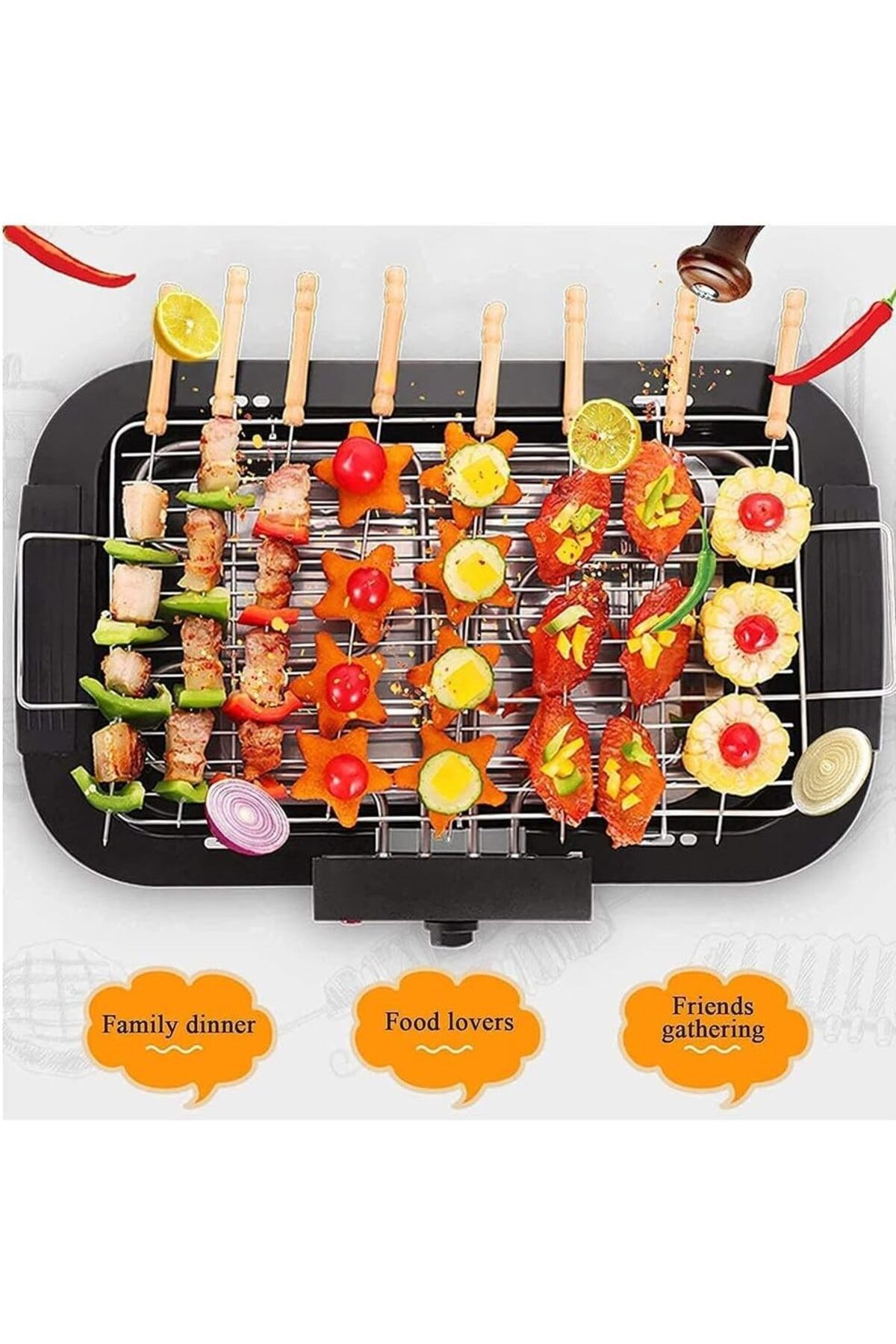 DubaiGallery-Electric barbecue grill, non-stick barbecue machine 5-level adjustable 2000W household electric 2