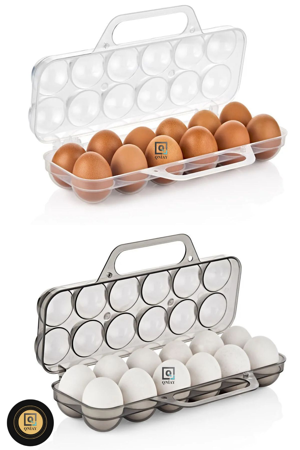 QNİAY-Egg Holder Carrying Box with Handle, Picnic Egg Carrying Container, 12-Pack Camping Picnic Egg Basket 2