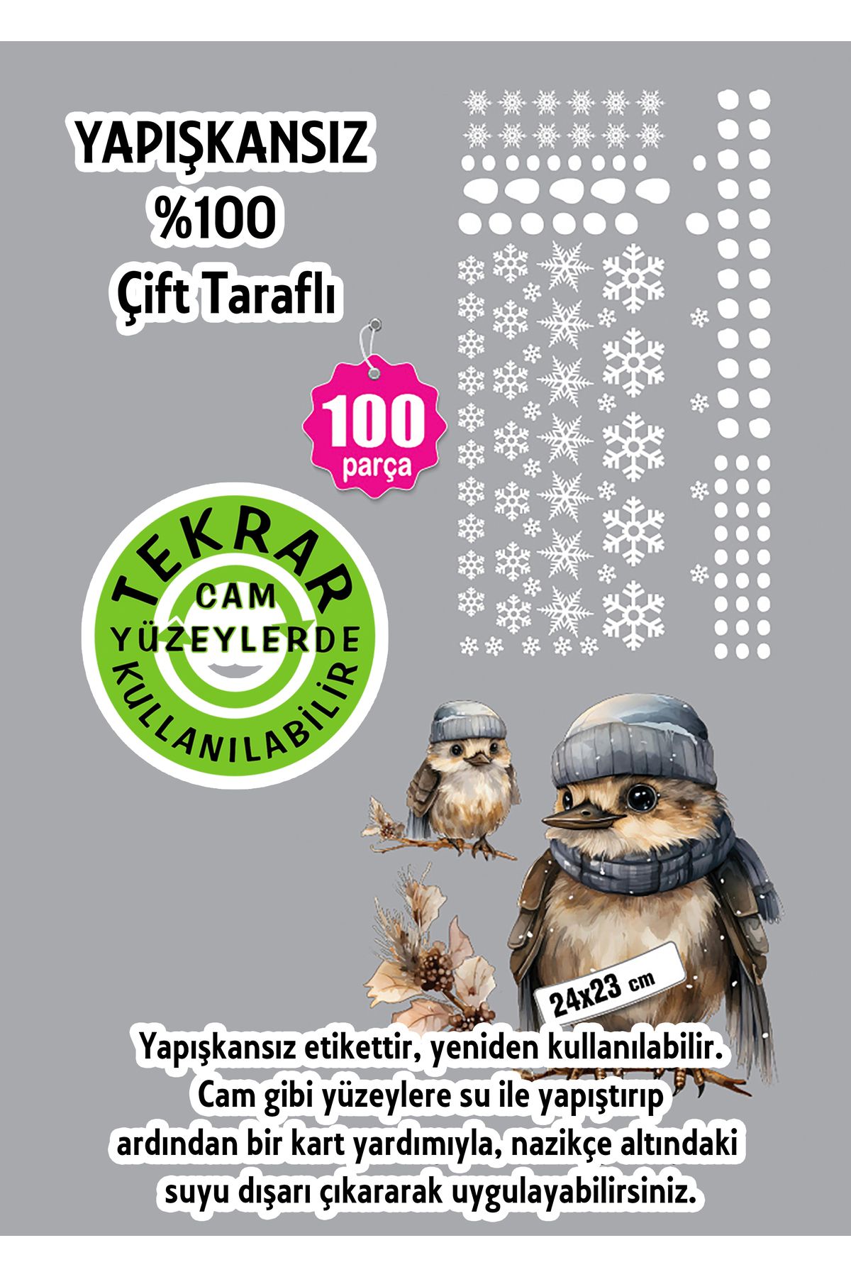 AlyMarkt-2025 Winter Birds - Double-Sided and Non-Adhesive Sticker Set, Suitable for Reusable 4
