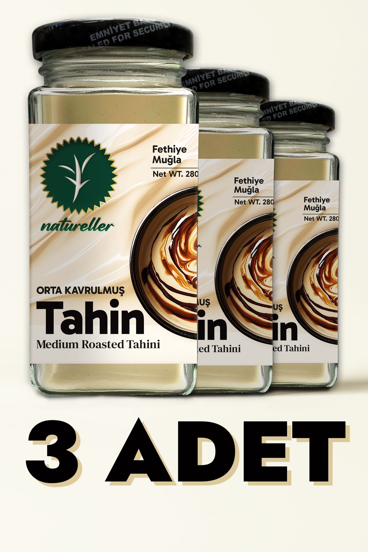 Natureller Tahin Orta Kavrulmuş Fethiye - Yerli Susam 280 gr (3 Adet)