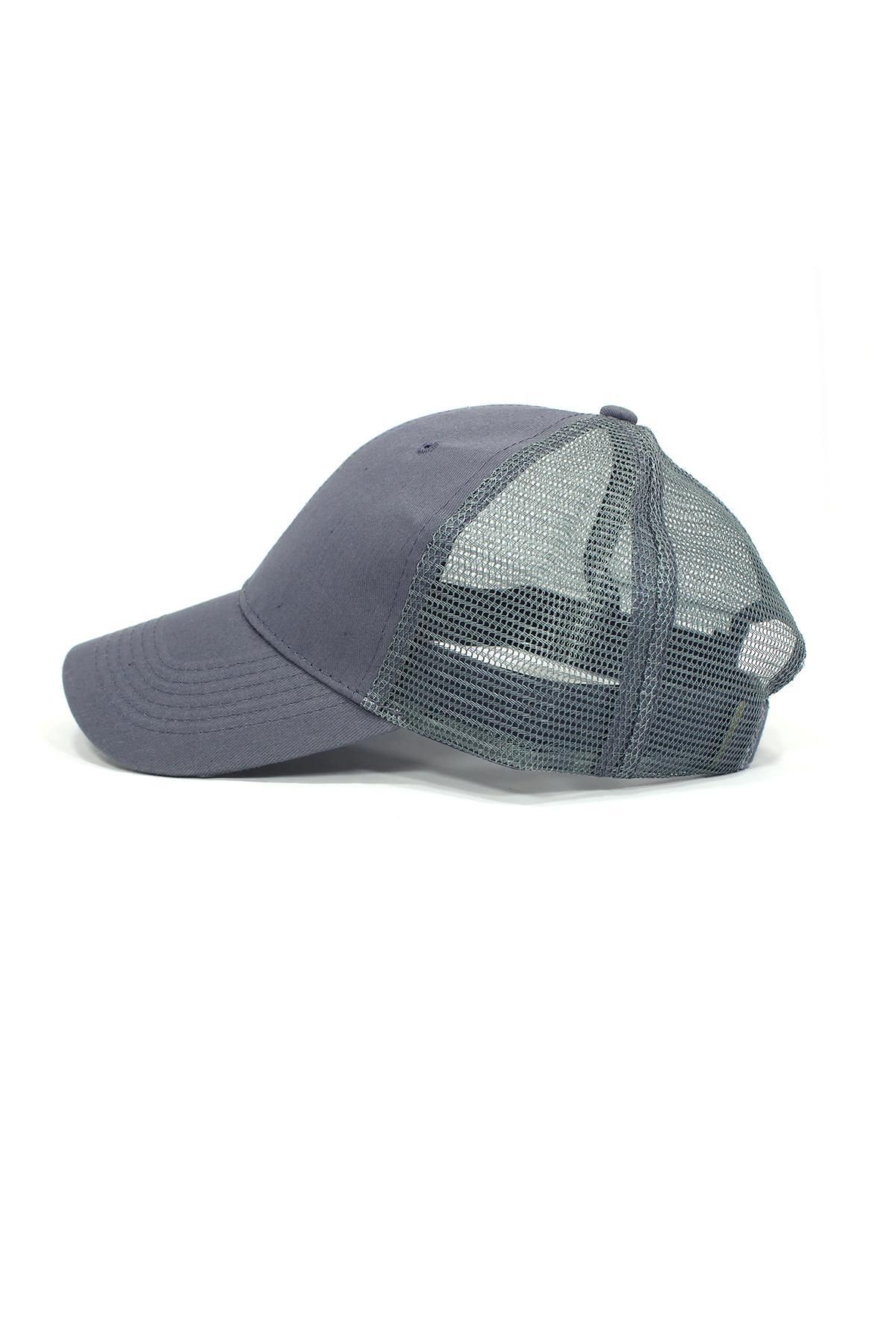 Tshirthane-Plain Gray Mesh Cap with Back 3
