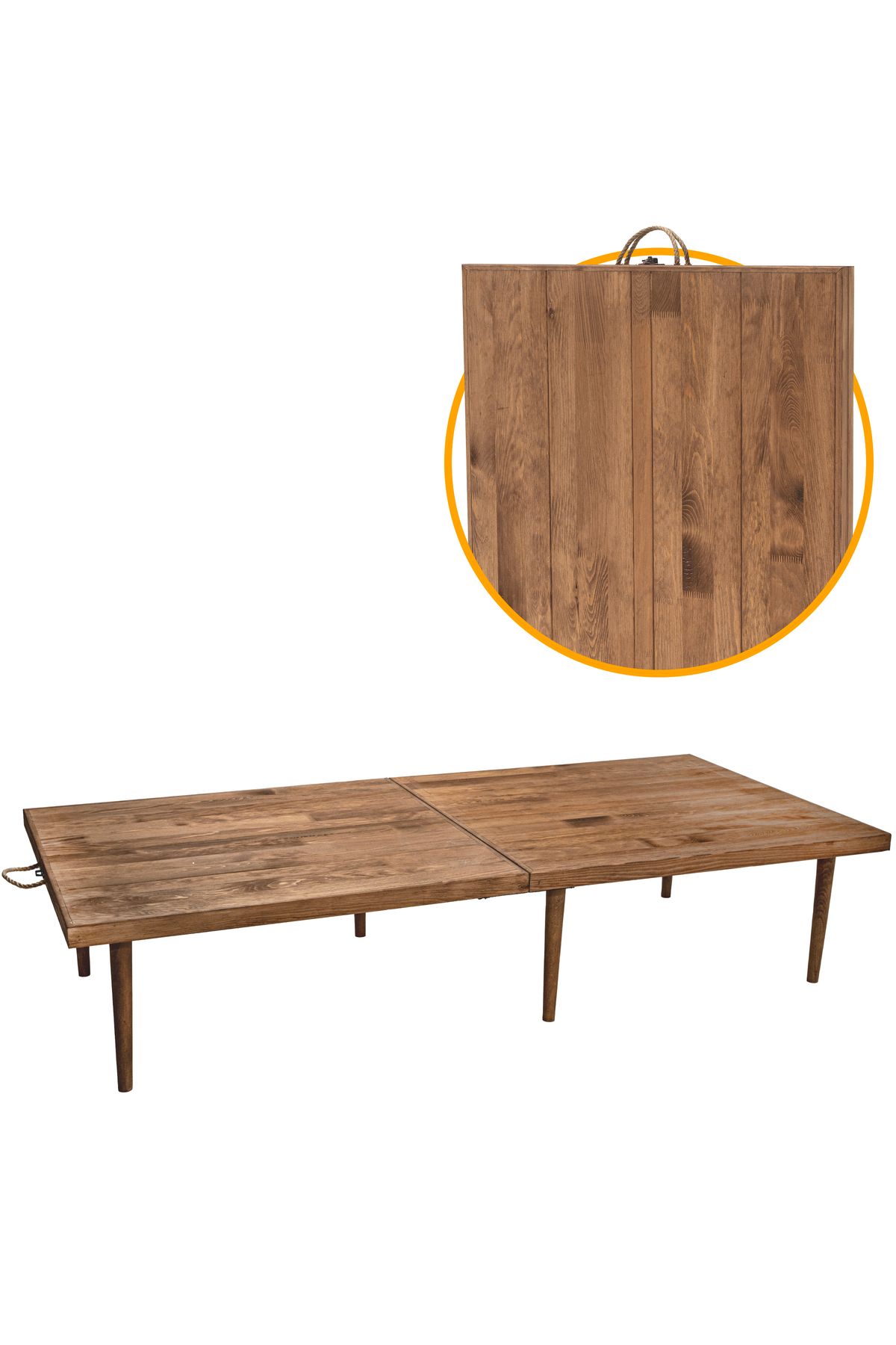 LİVİNGSTORE Industrial Living piknik masası - Katlanılabilir Çam Massif masa - Kamp masasi - 70x150x35cm