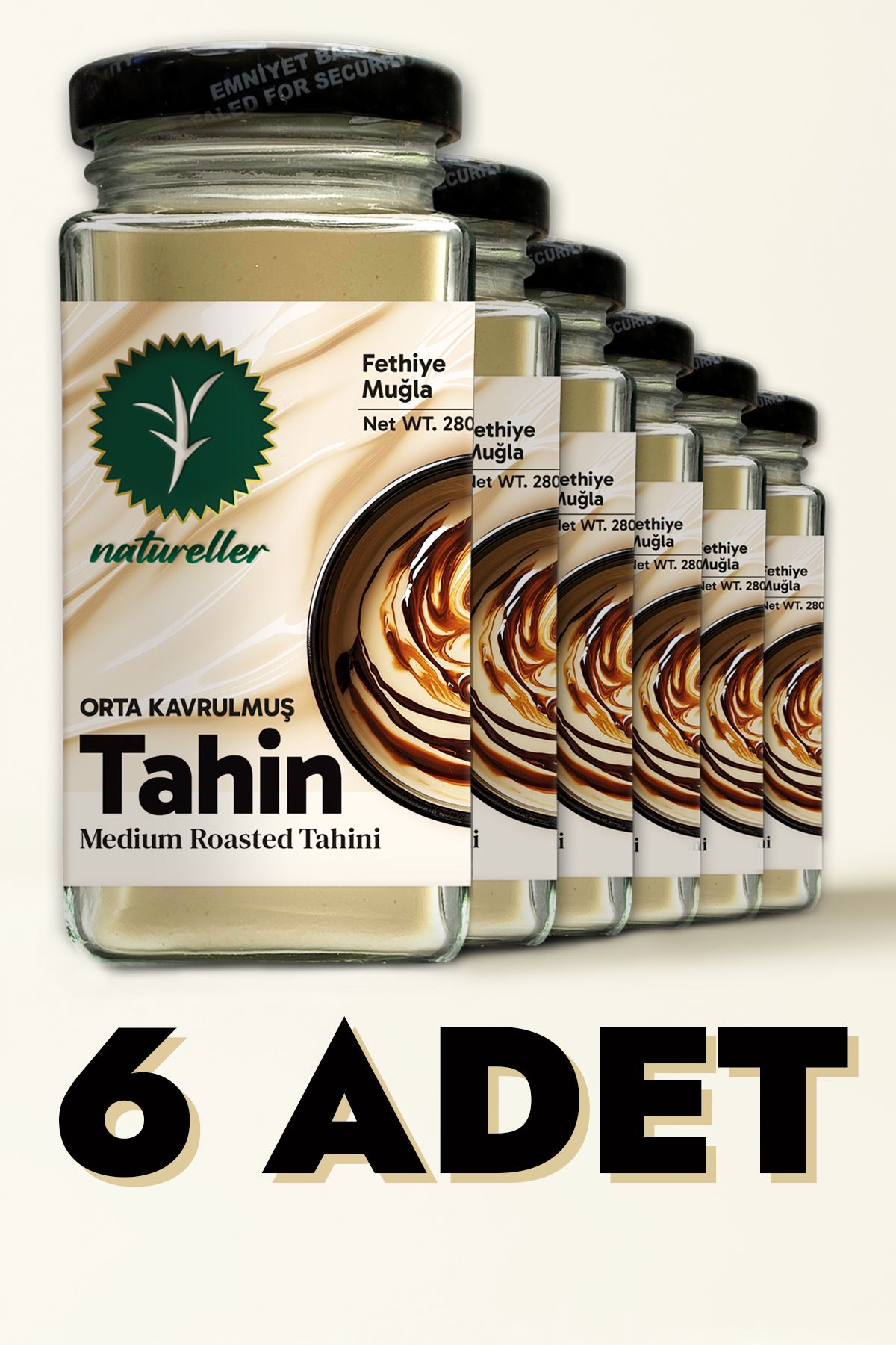 Natureller Tahin Orta Kavrulmuş Fethiye - Yerli Susam 280 gr (6 Adet)