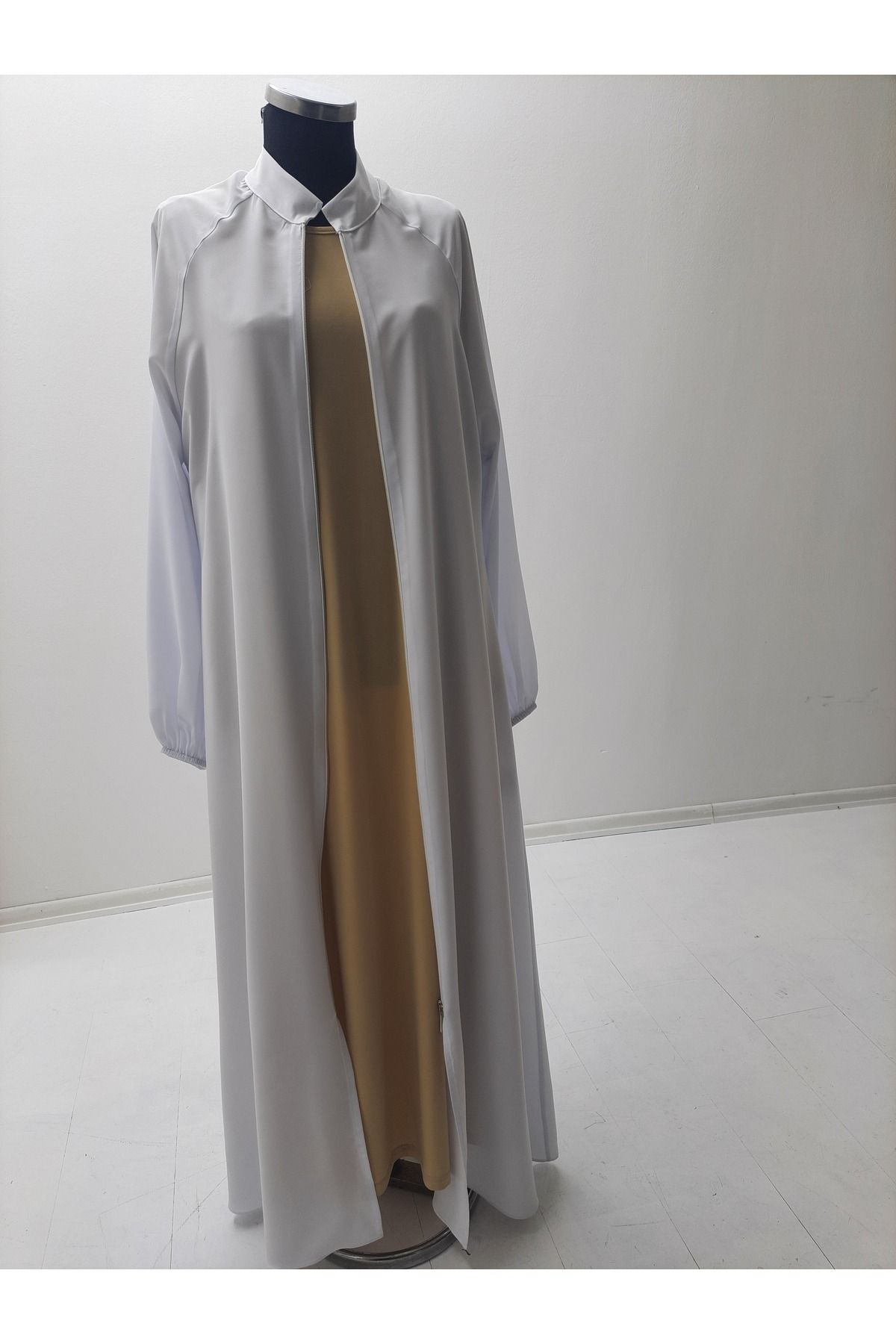 GigiTex-Cream White Ecru - Hajj-Umrah-Namaz Feracesi Chiffon-Medineipe-Viscose Regular Size 36-46 Length 1.45 cm 7