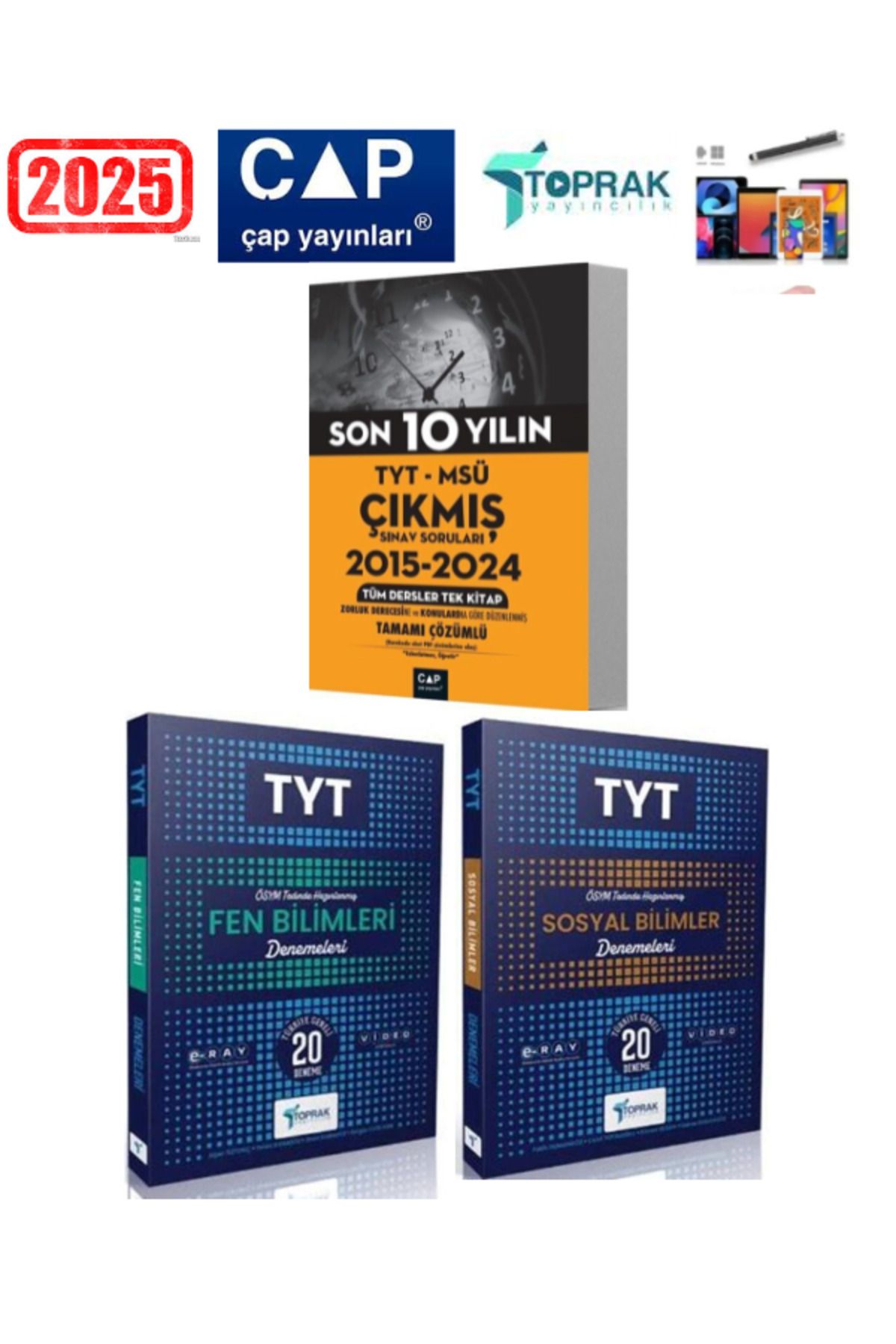 Ens Yayıncılık Çap Tyt-Msü 10 Yıl Çıkmış Sorular+Toprak Tyt Fen-Sosyal Deneme Seti+Android Kalem