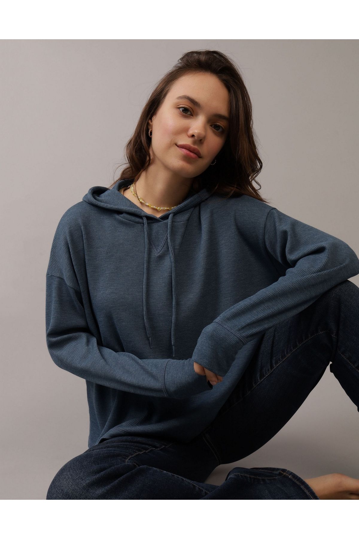 AMERICAN EAGLE-AE Oversized Waffle Hoodie 1