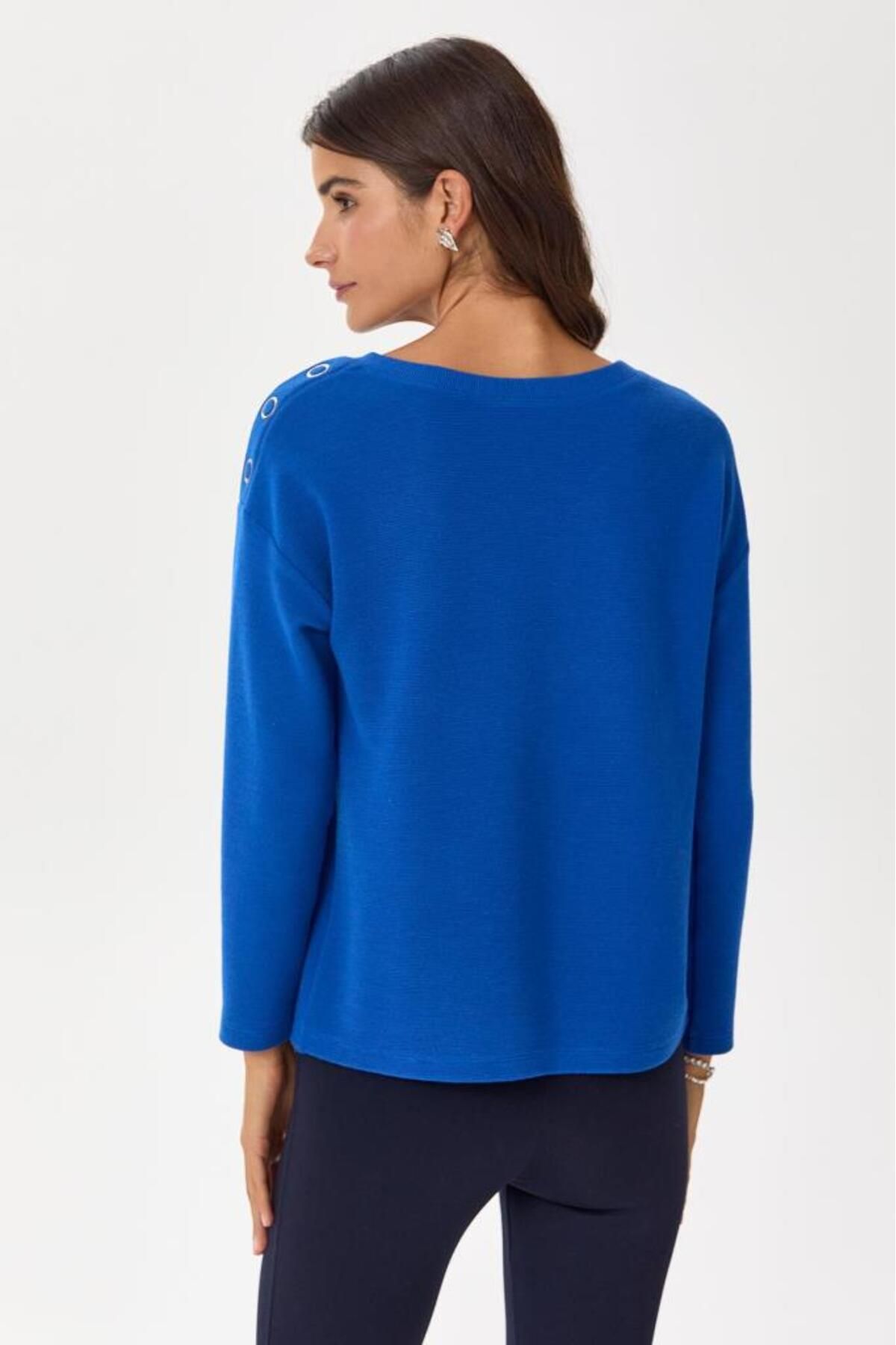 İKİLER-Knitwear Blouse with Snap Detail on the Shoulder 245-1705 5