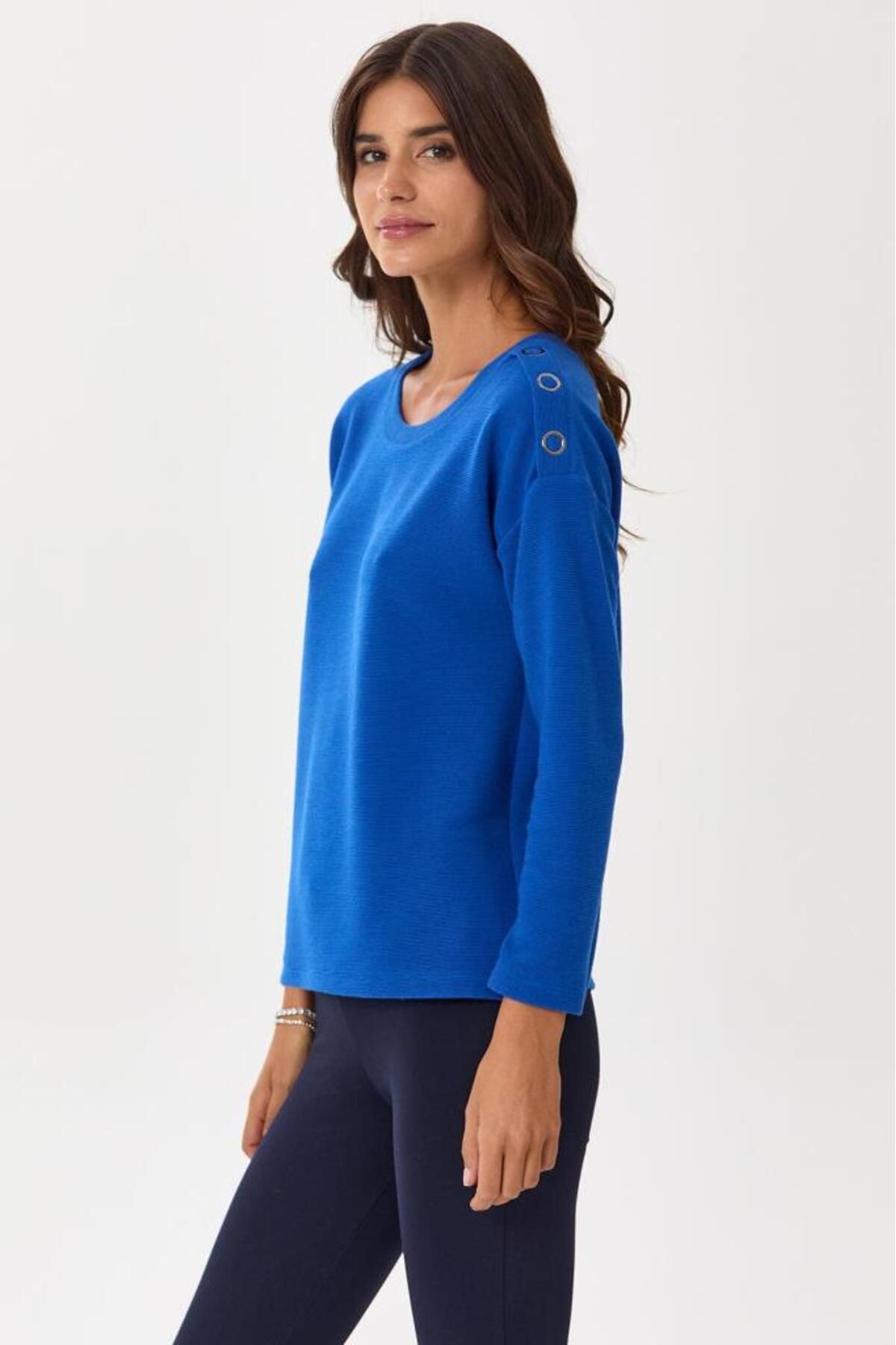 İKİLER-Knitwear Blouse with Snap Detail on the Shoulder 245-1705 1