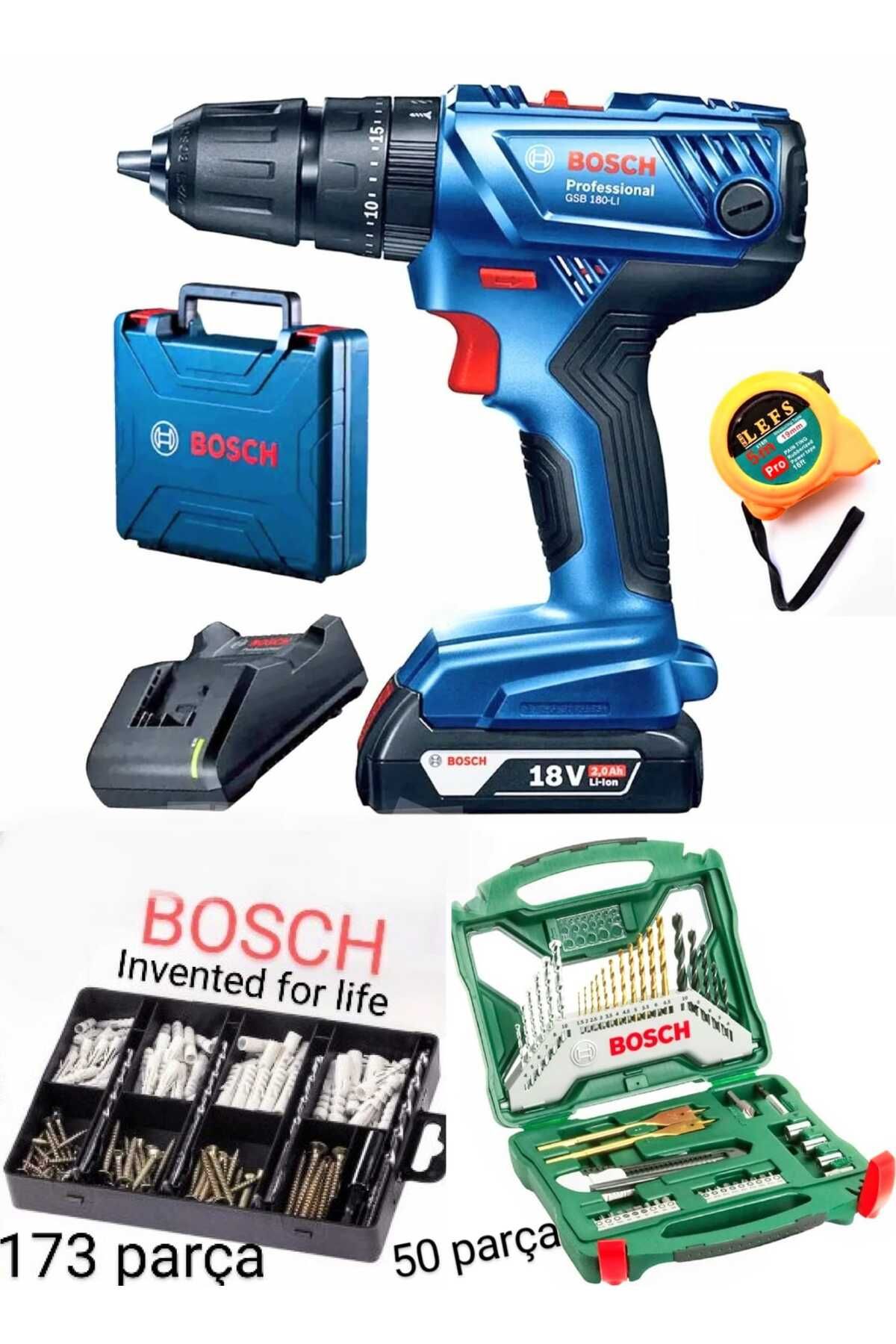 Bosch Gsb 180 Li Tek Batarya Ve 224 Parça Aksesuar Seti