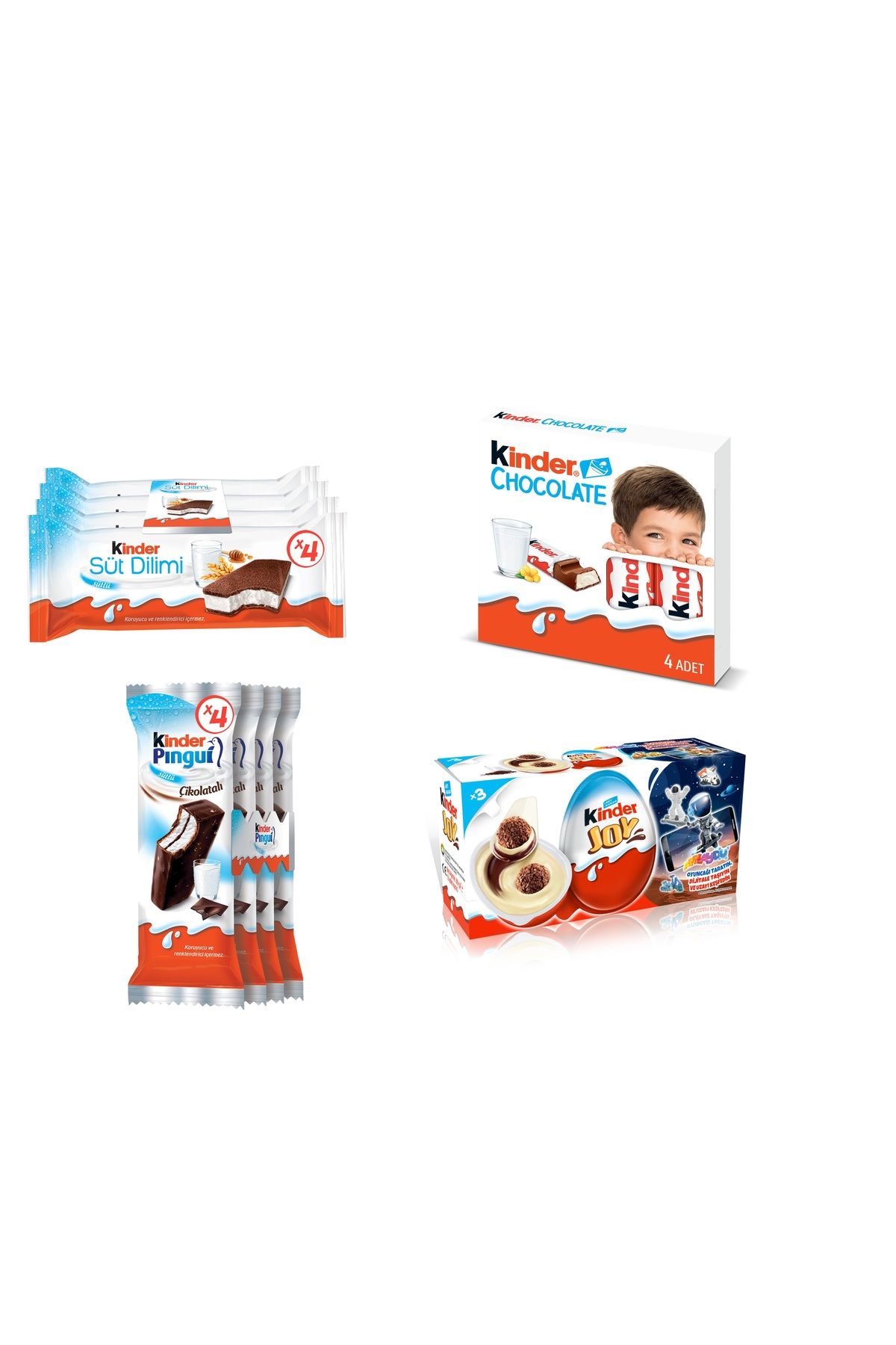 Kinder Süt Di?li?mi? 28 Gr X 4 Adet-chocolate 4 Lü-pi?ngui? 30 Gr X 4 Adet-ki?nder Joy Erkeklere Özel 3 Lü