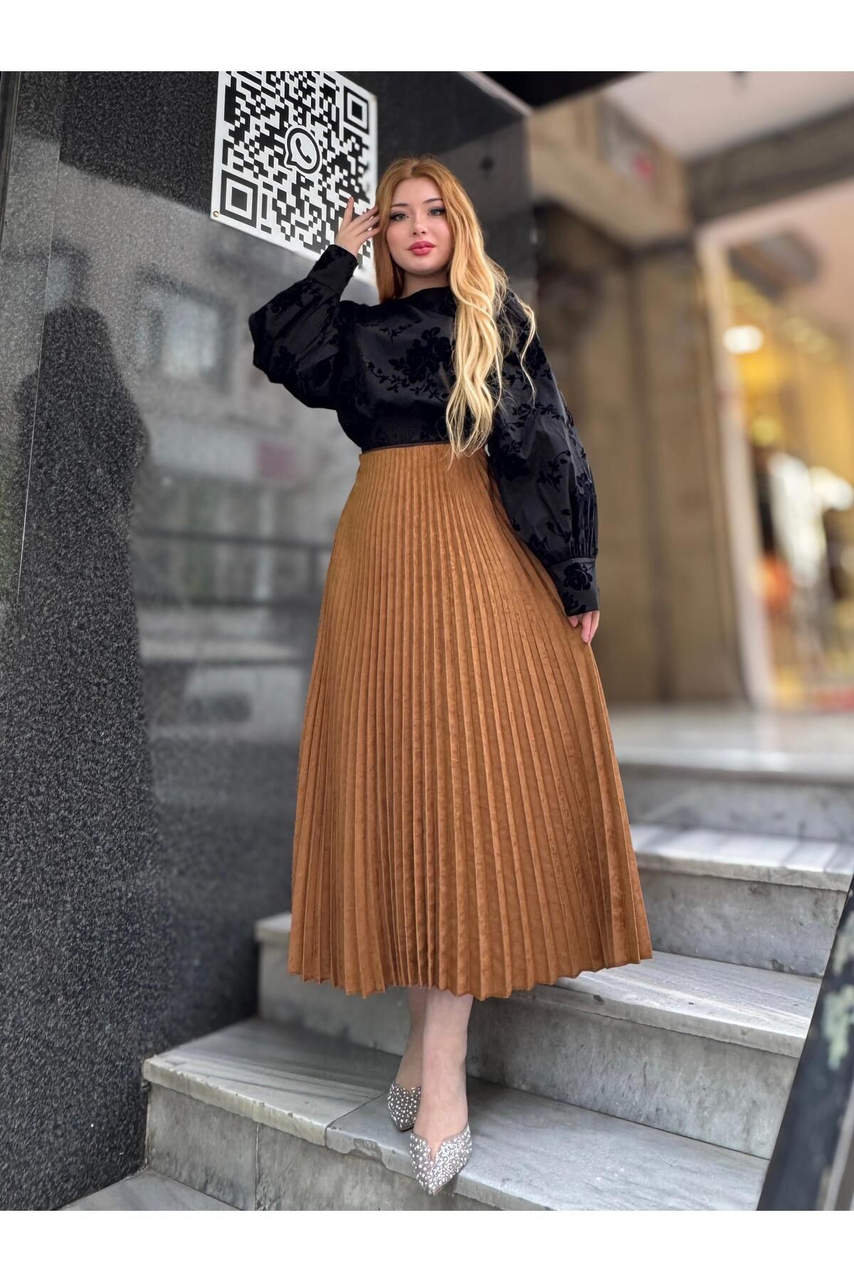 moda civinx-pleated suede skirt 1