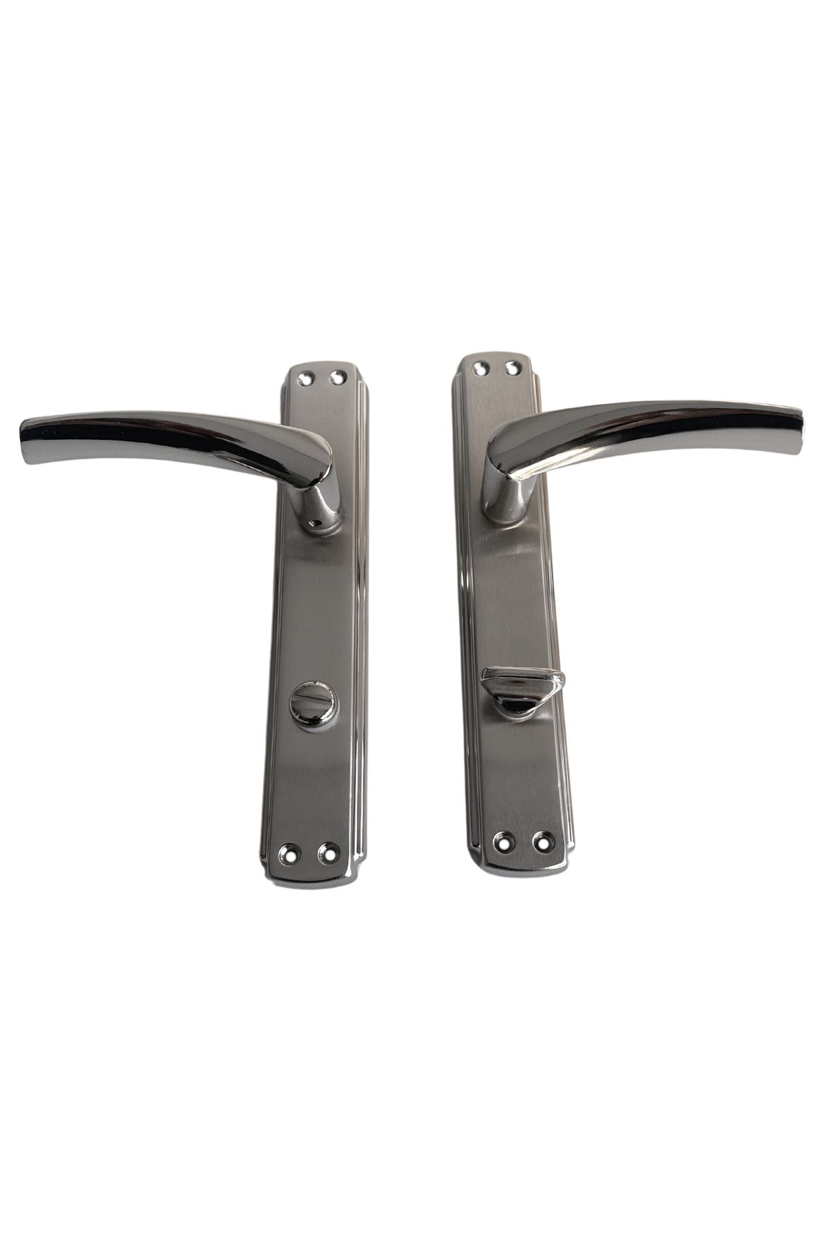 ÖZCANLAR KİLİT-Sparrow Bravo Chrome Door Handle Toilet(Wc) and Bathroom Door Handle Mirrored One Door Wc(1 Set)(Left) 3