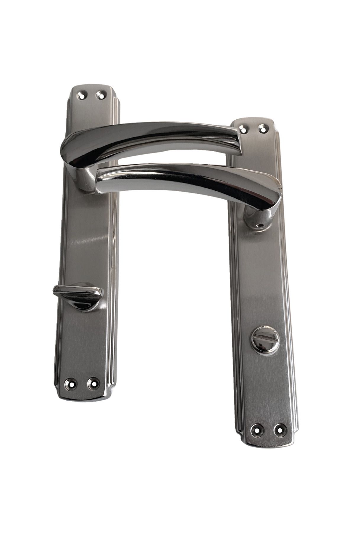 ÖZCANLAR KİLİT-Sparrow Bravo Chrome Door Handle Toilet(Wc) and Bathroom Door Handle Mirrored One Door Wc(1 Set)(Left) 2